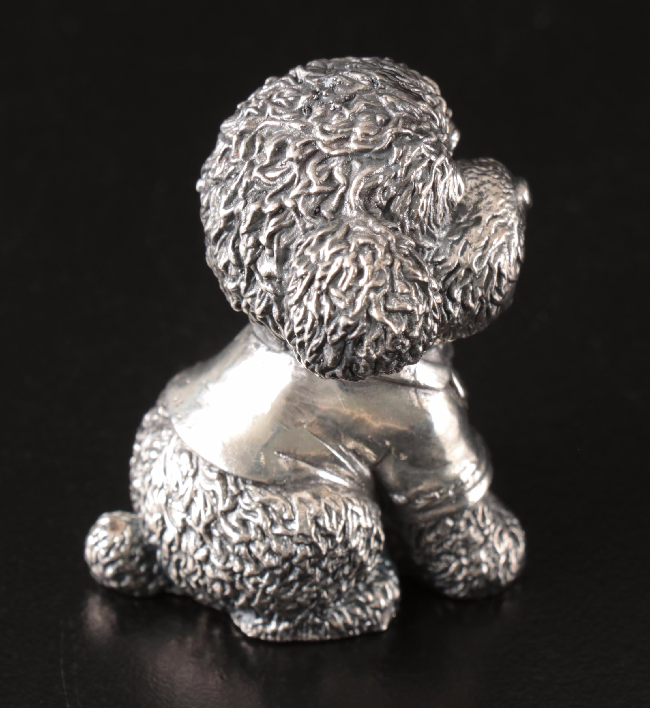 Russian 875 Silver Dog with Ruby Eyes