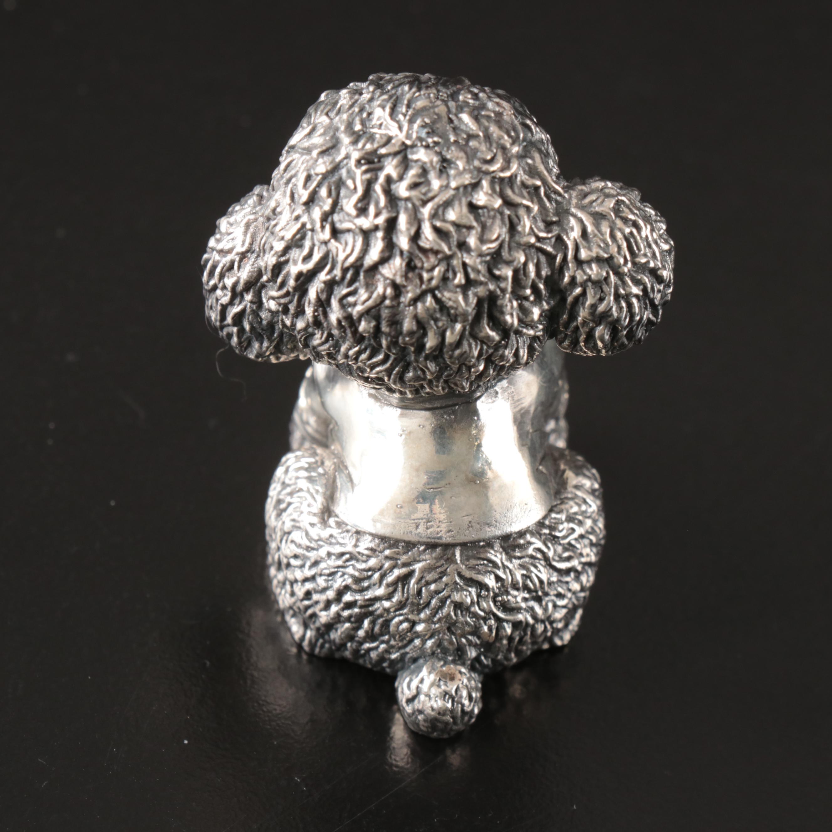 Russian 875 Silver Dog with Ruby Eyes