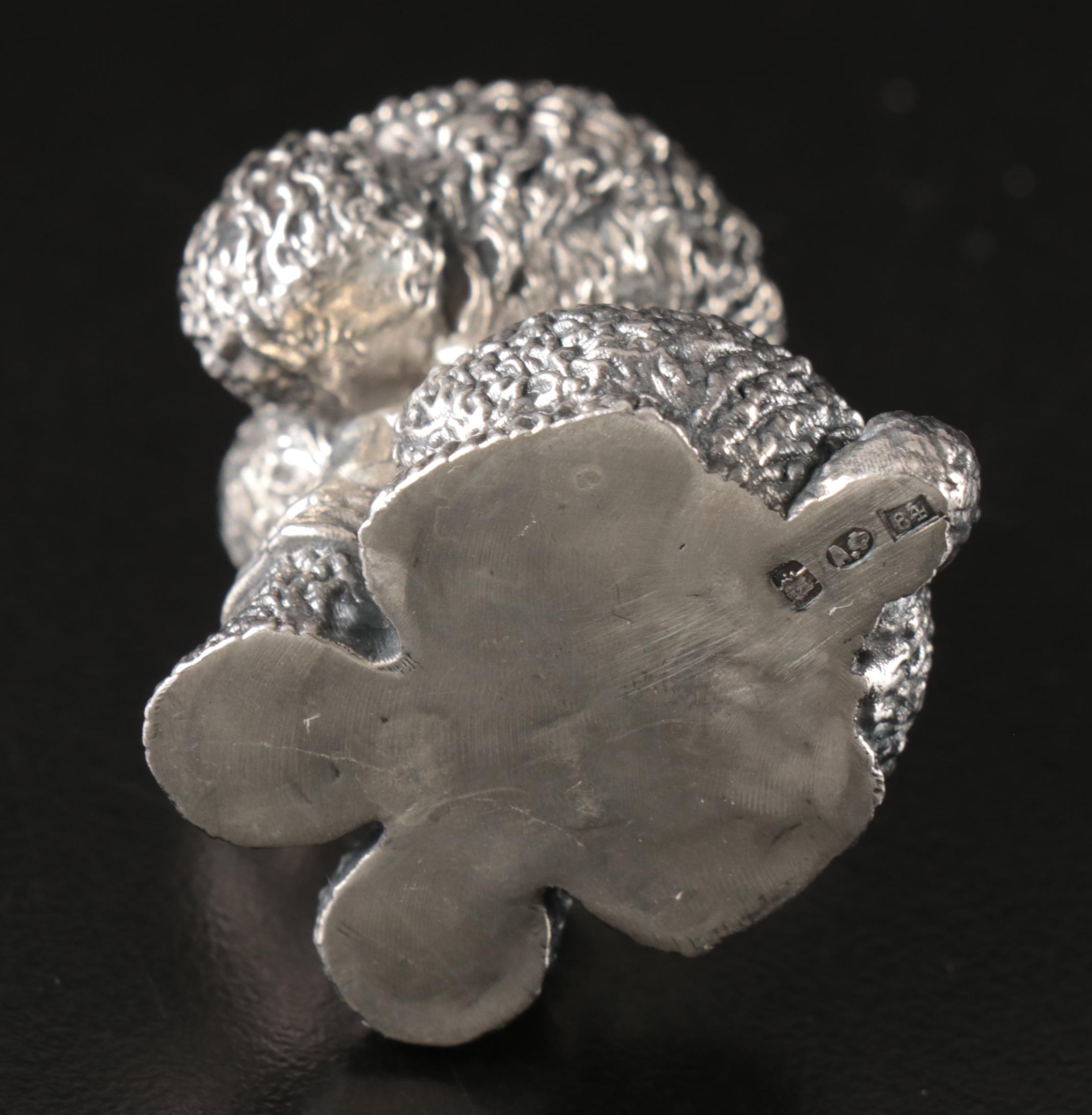 Russian 875 Silver Dog with Ruby Eyes