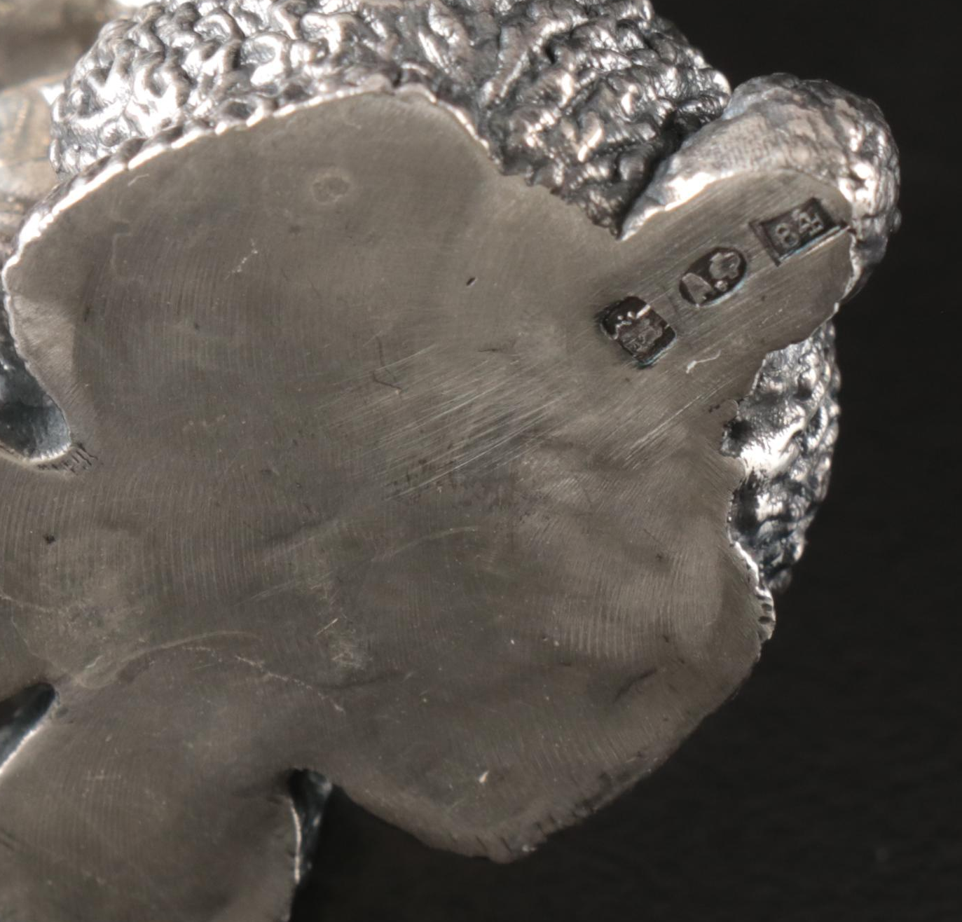 Russian 875 Silver Dog with Ruby Eyes