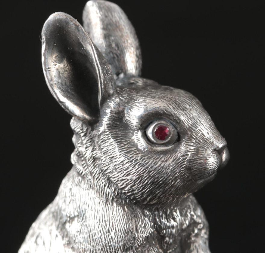 Russian 875 Silver Rabbit with Ruby Eyes | EBTH