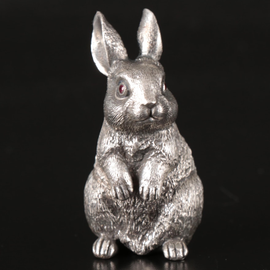 Russian 875 Silver Rabbit with Ruby Eyes | EBTH
