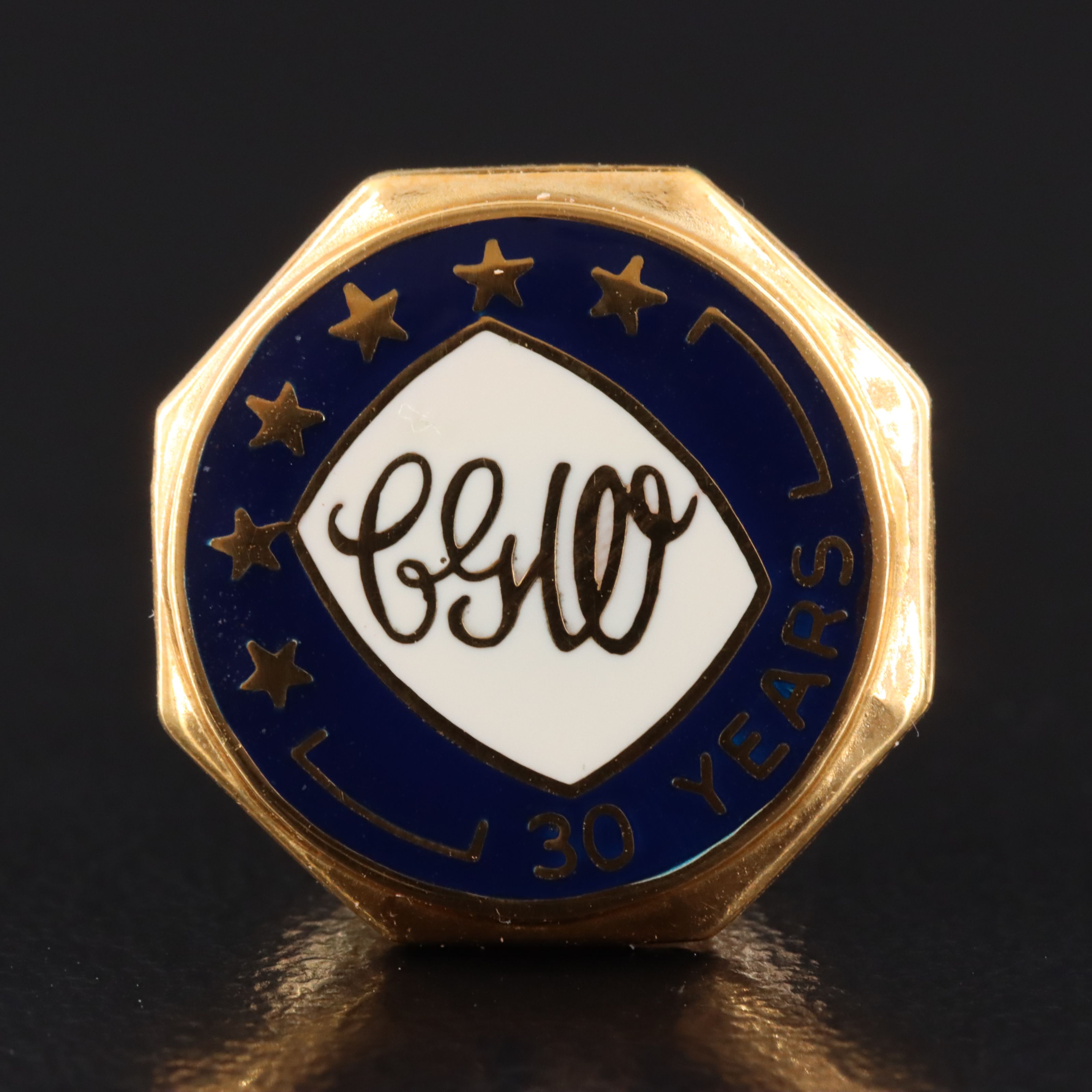 Corning Glass Works Gold-Filled Enamel 30 Year Service Pin