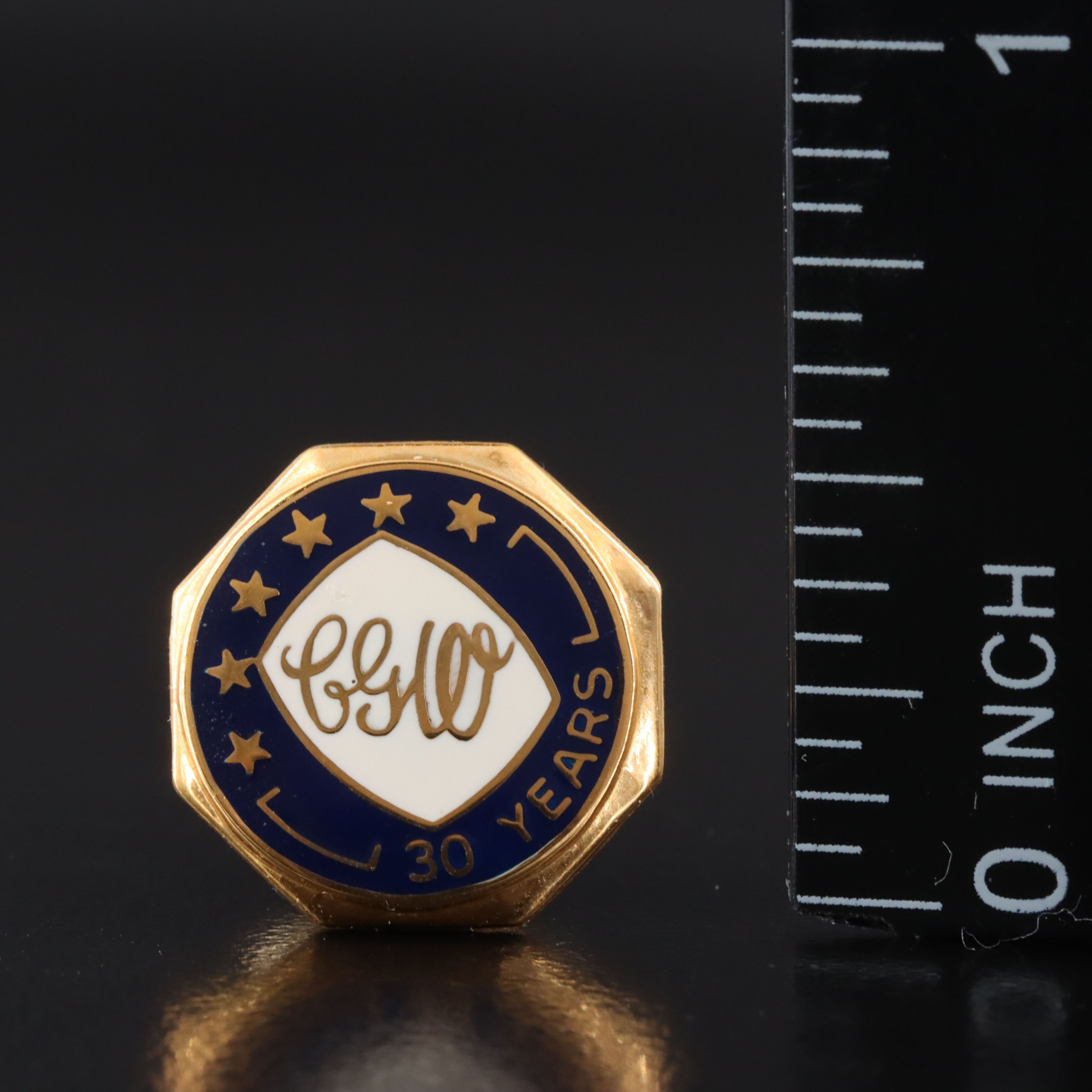 Corning Glass Works Gold-Filled Enamel 30 Year Service Pin