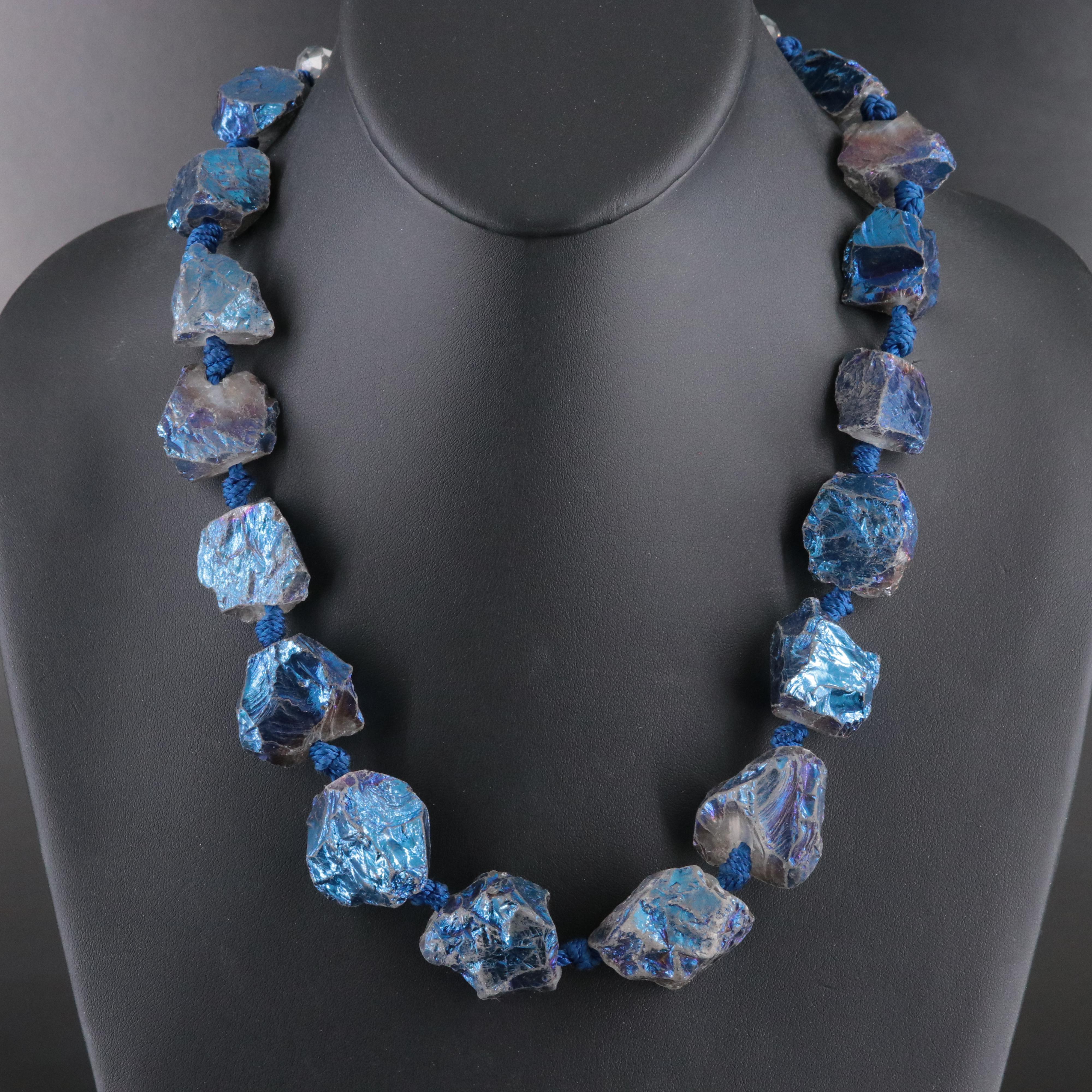 Topaz Bead Necklace with Crystal Accents