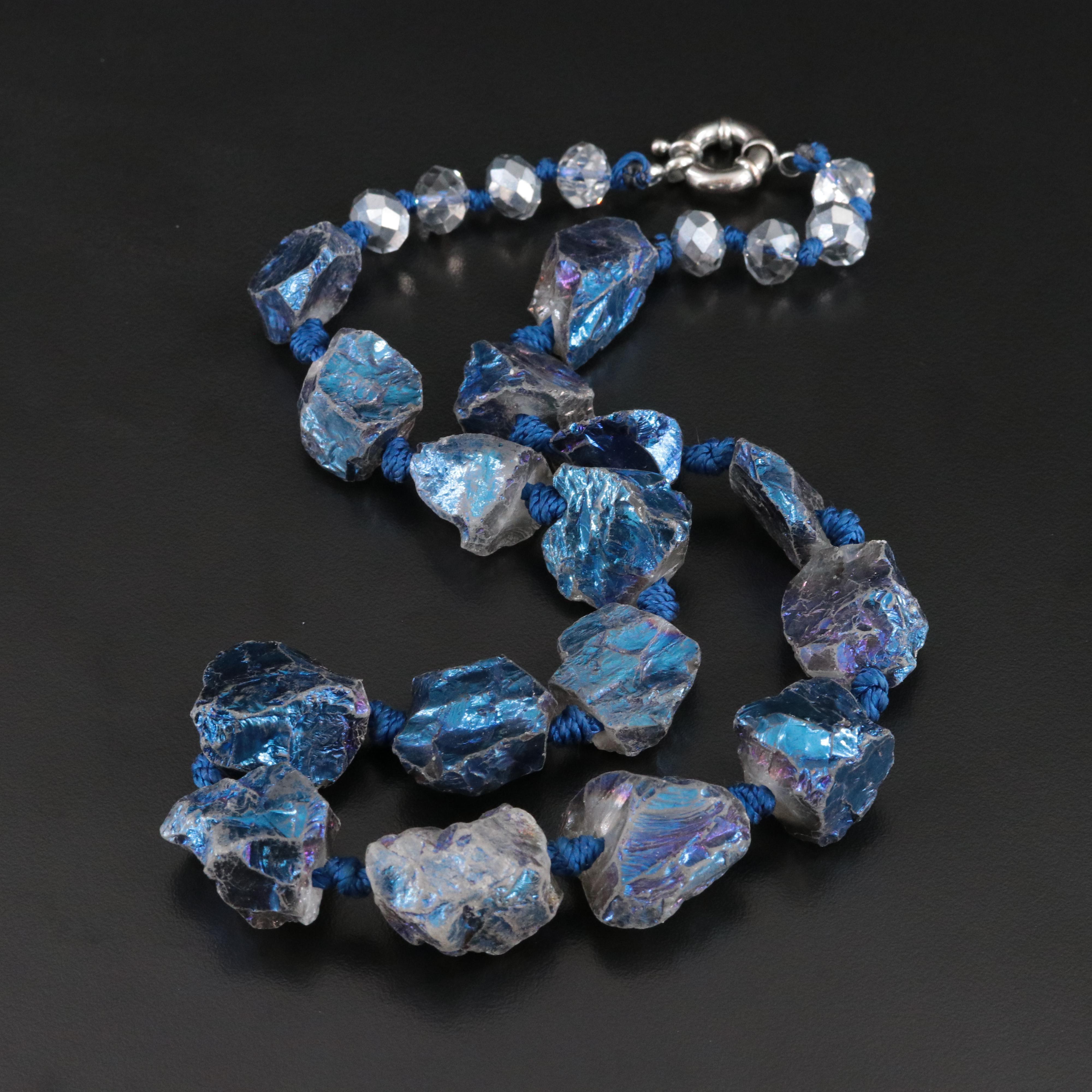 Topaz Bead Necklace with Crystal Accents