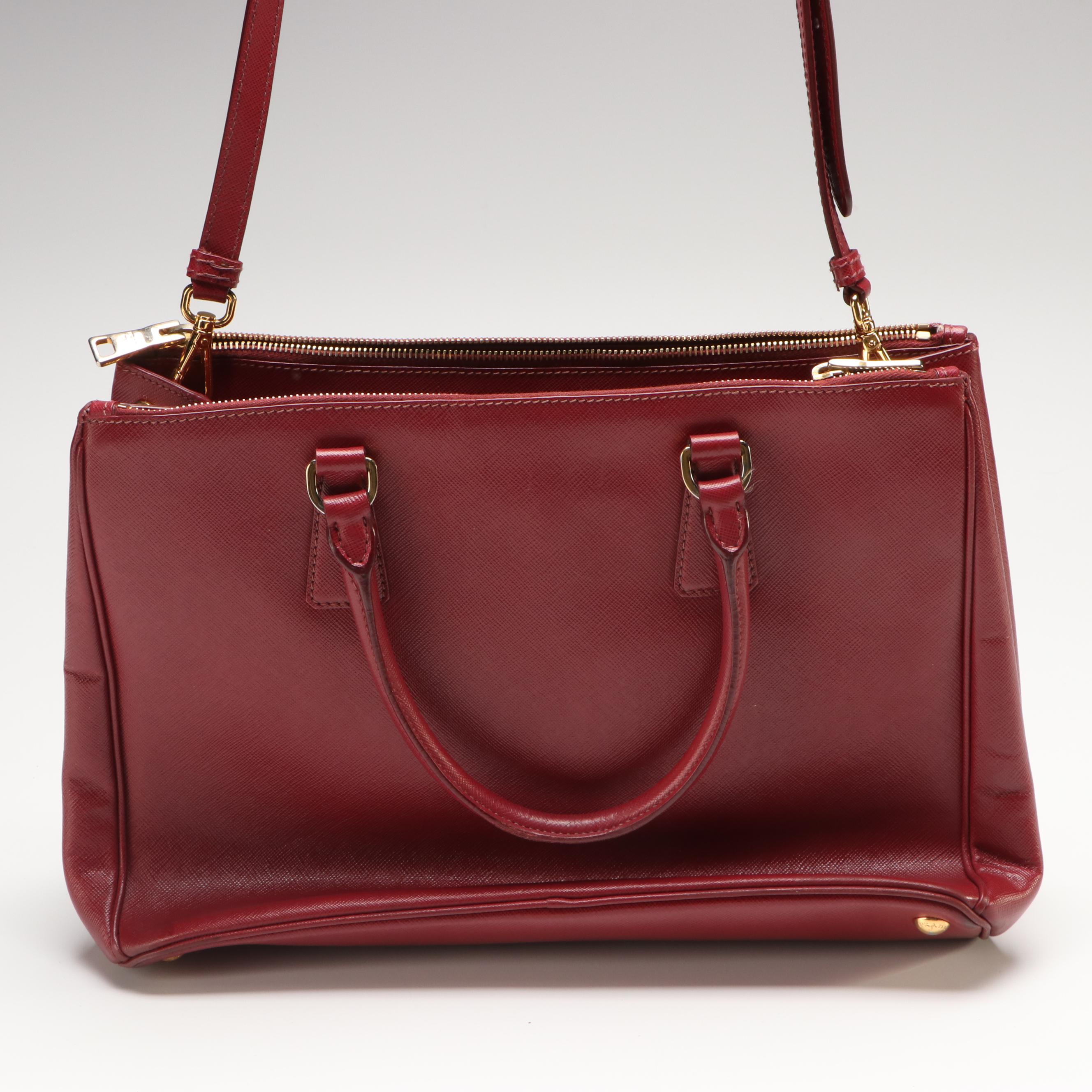 Prada Galleria 2-Way Handbag in Red Cerise Saffiano Leather