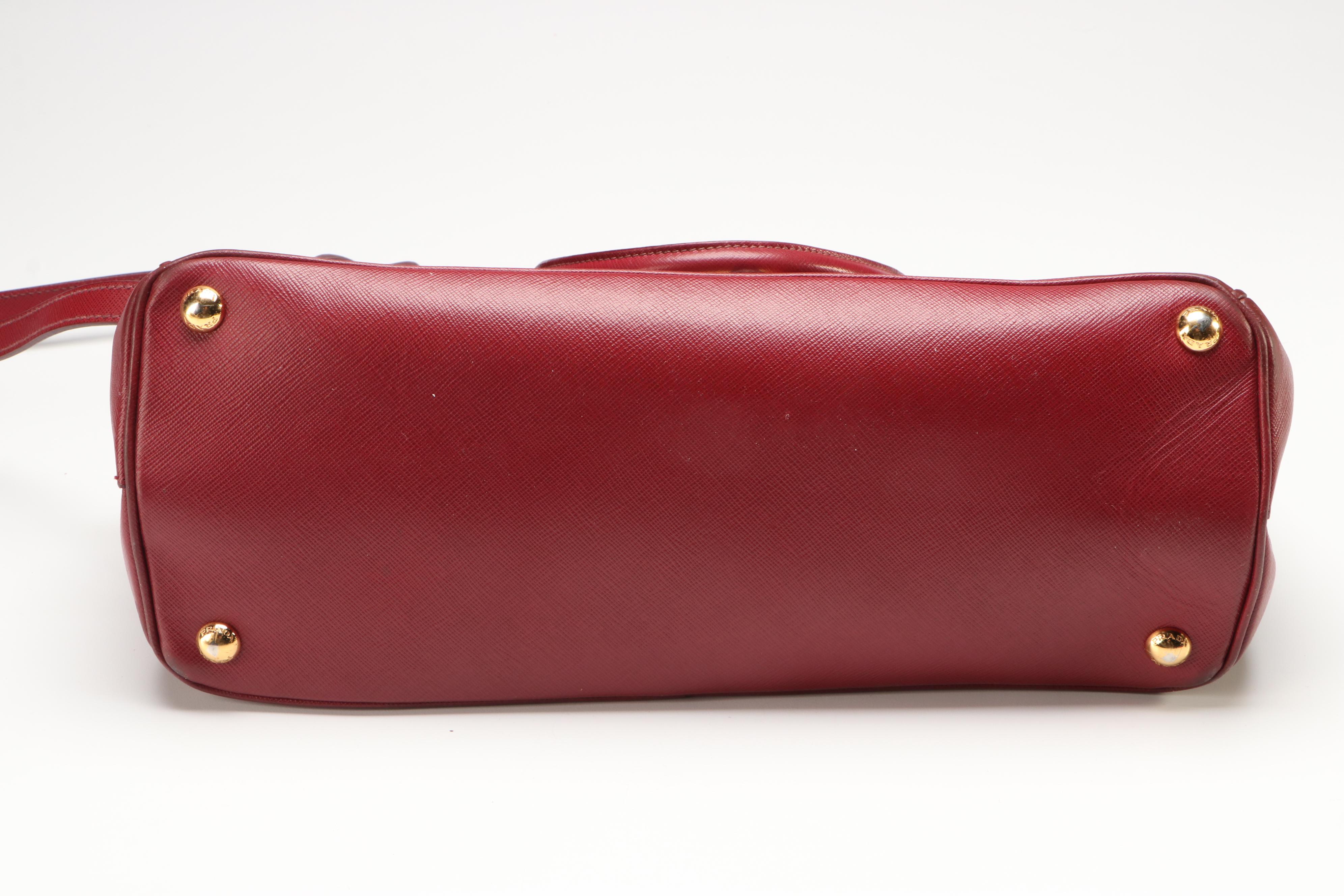 Prada Galleria 2-Way Handbag in Red Cerise Saffiano Leather