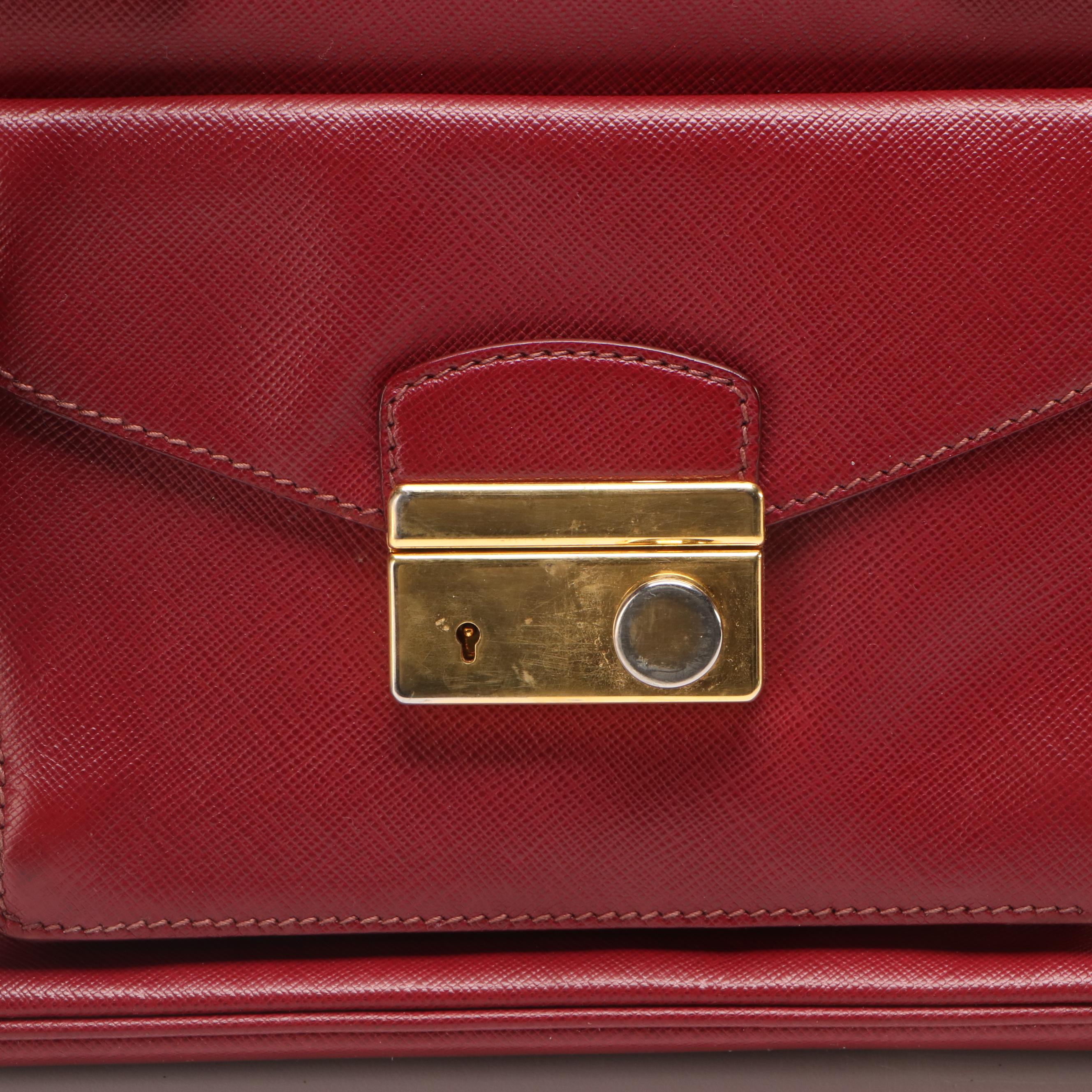 Prada Galleria 2-Way Handbag in Red Cerise Saffiano Leather