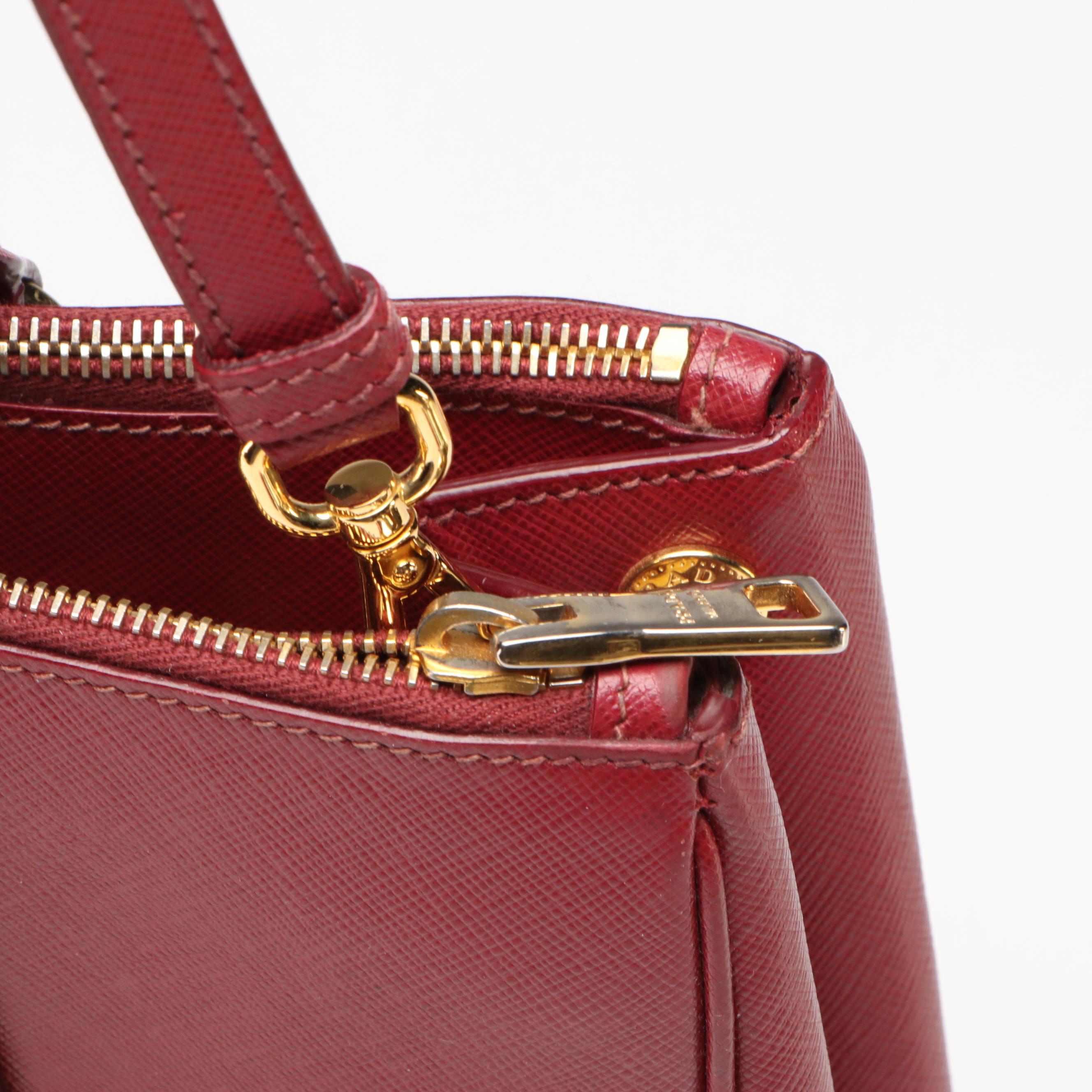 Prada Galleria 2-Way Handbag in Red Cerise Saffiano Leather