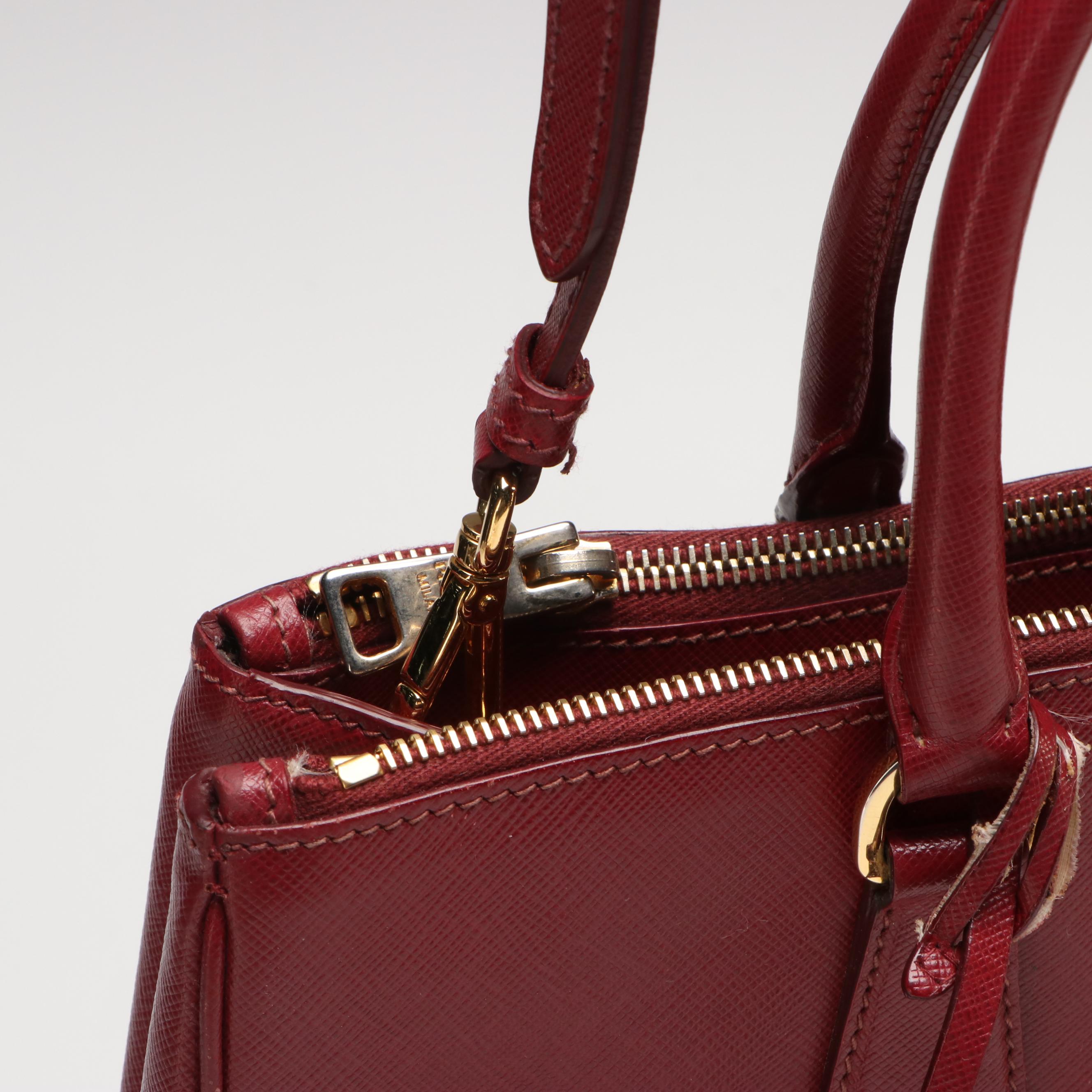Prada Galleria 2-Way Handbag in Red Cerise Saffiano Leather