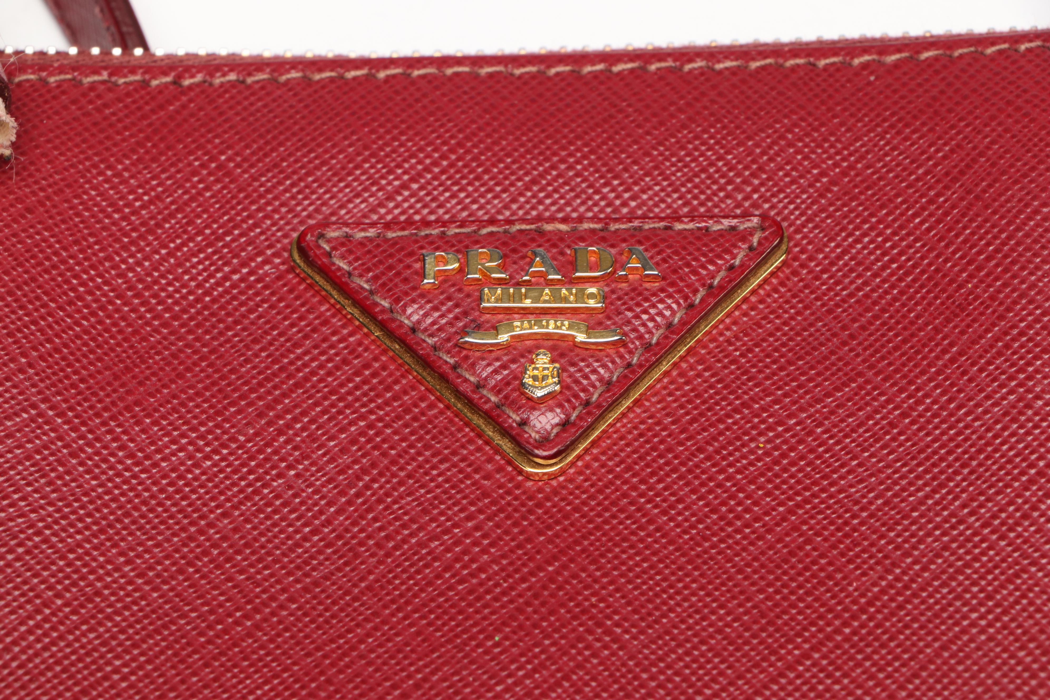 Prada Galleria 2-Way Handbag in Red Cerise Saffiano Leather