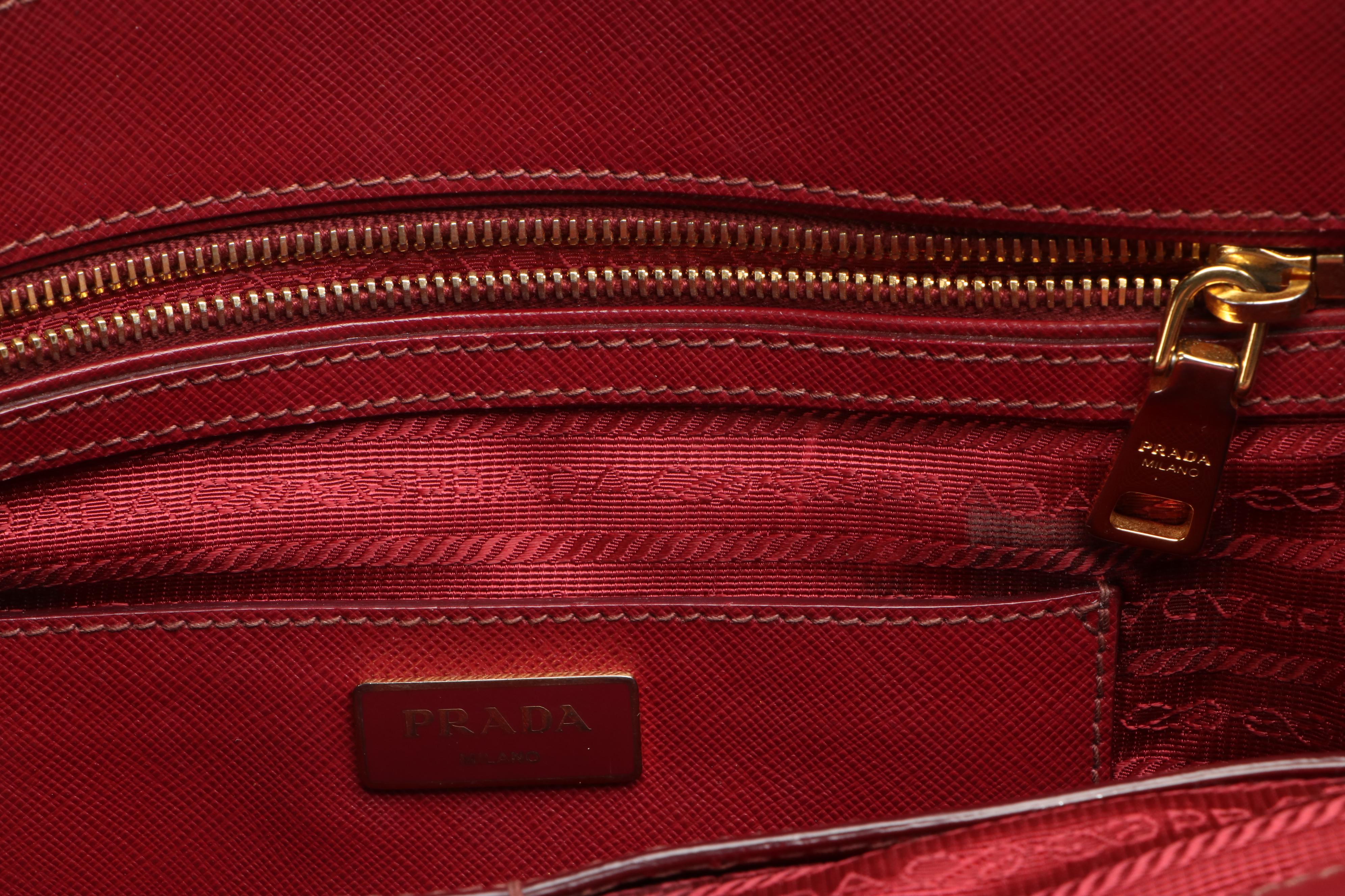 Prada Galleria 2-Way Handbag in Red Cerise Saffiano Leather