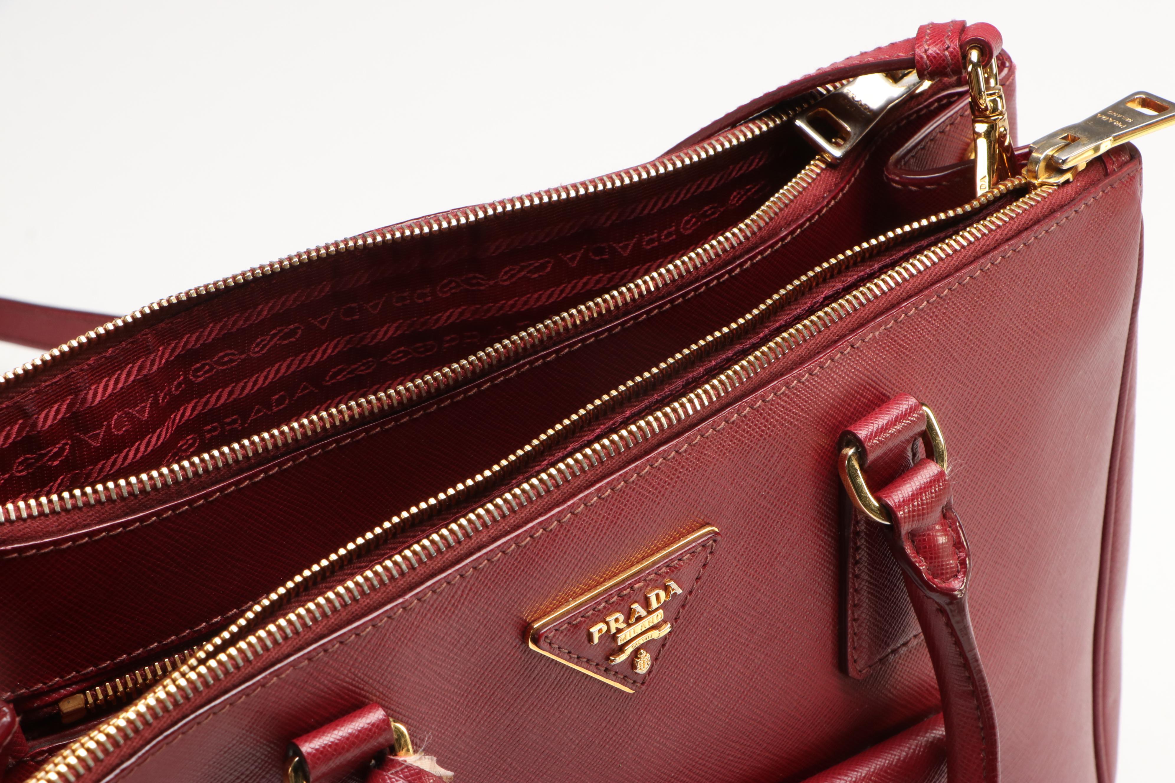Prada Galleria 2-Way Handbag in Red Cerise Saffiano Leather