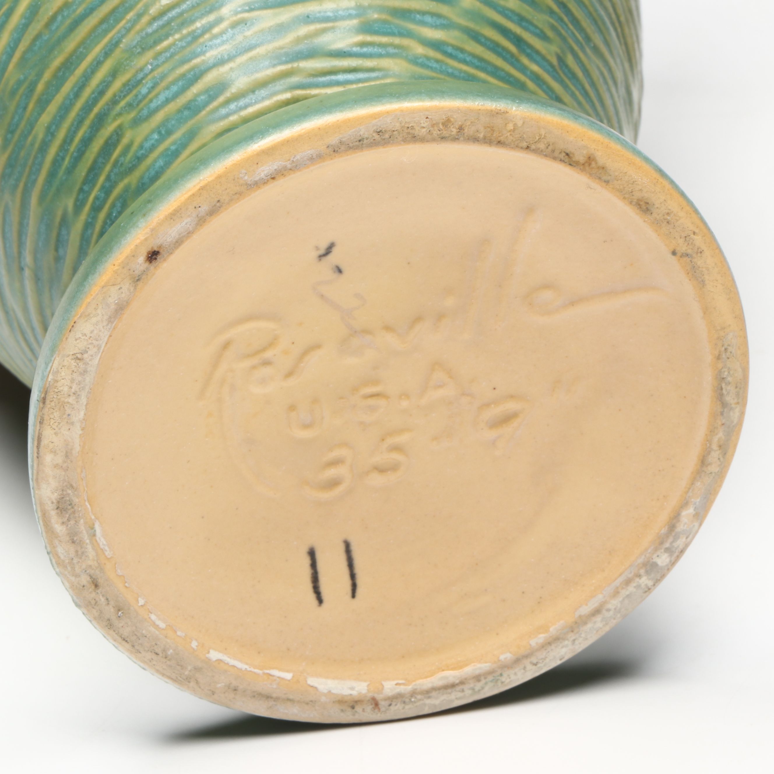 Roseville Pottery "Bushberry" Ceramic Handled Vase