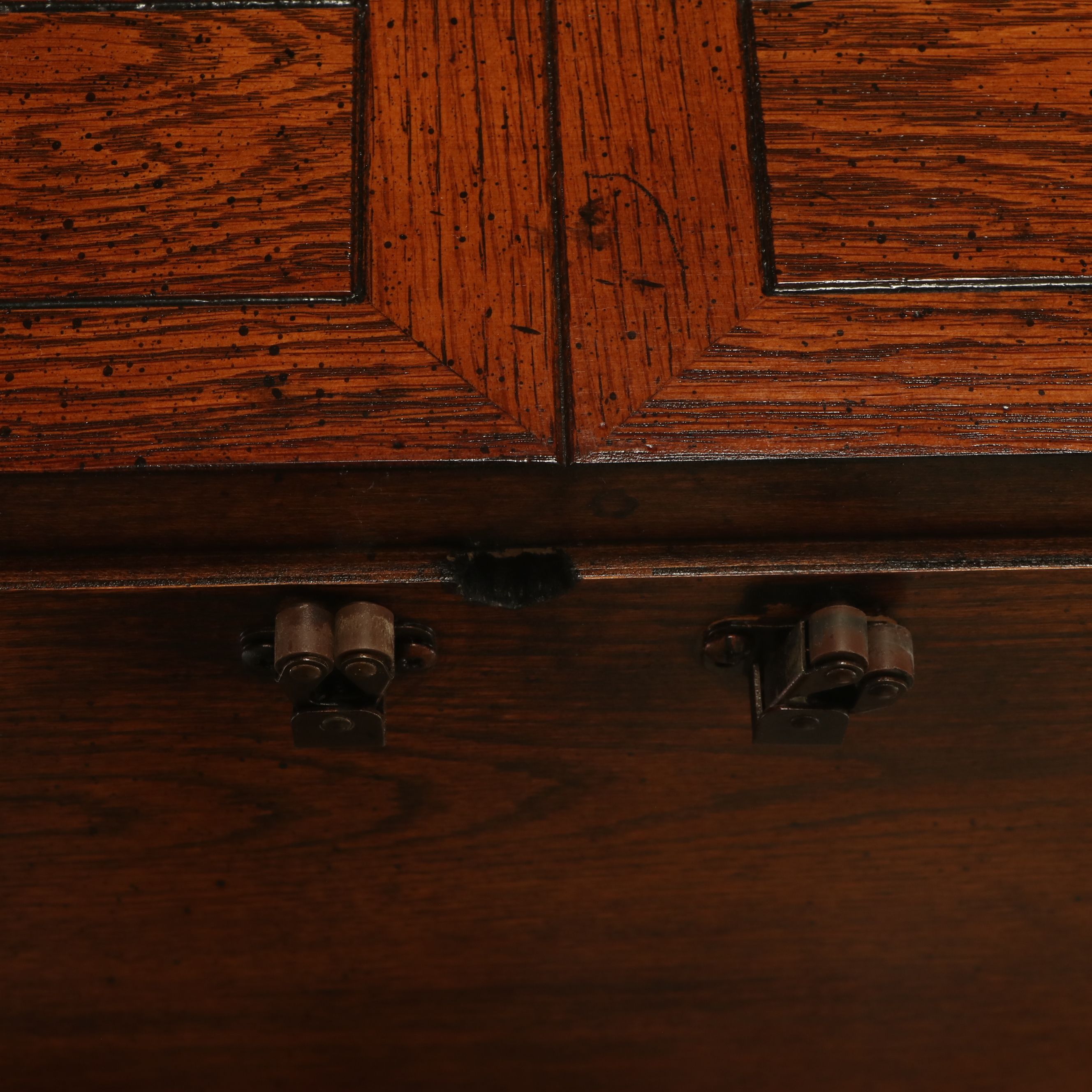 Henredon Oak Glass Front Campaign Style Display Cabinet