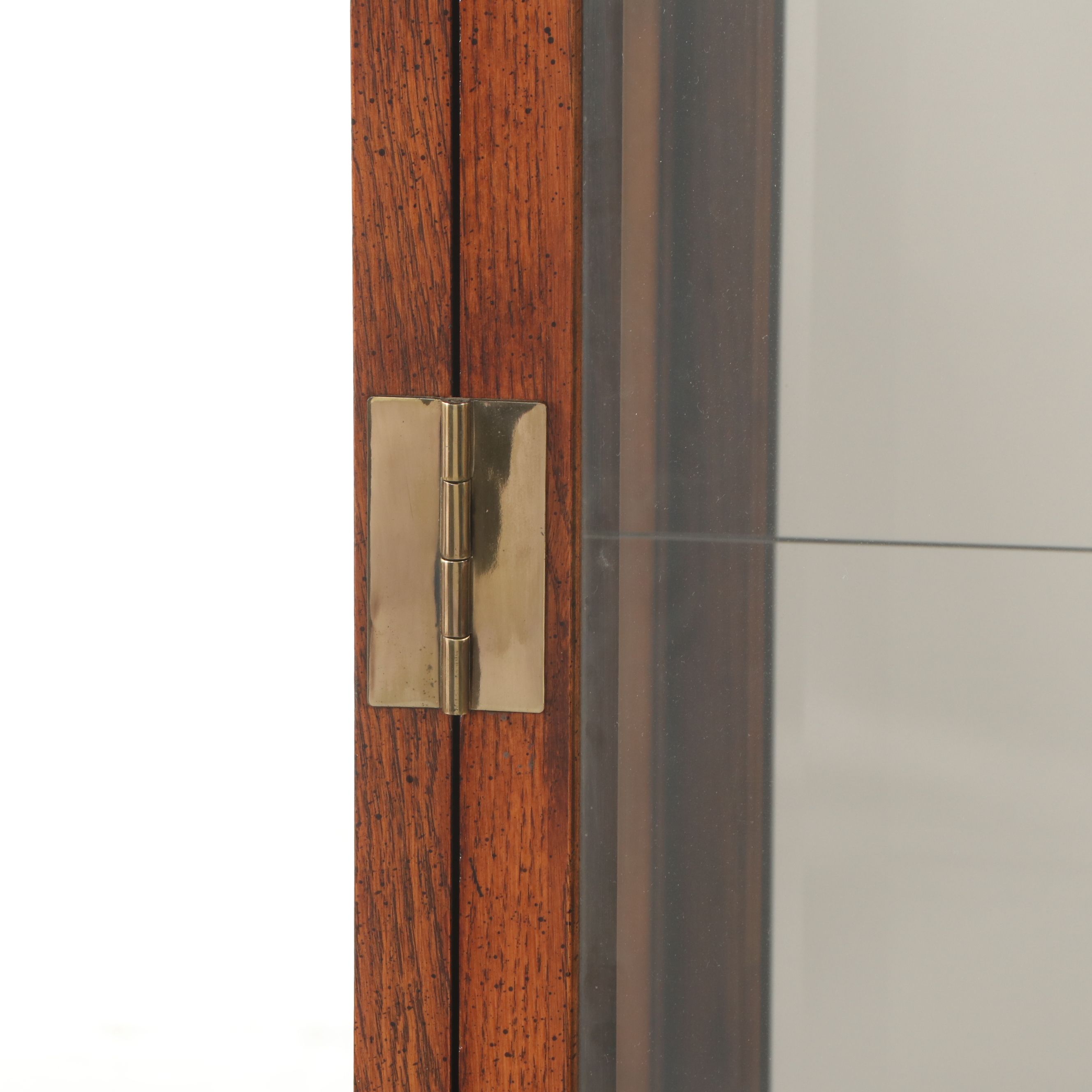 Henredon Oak Glass Front Campaign Style Display Cabinet