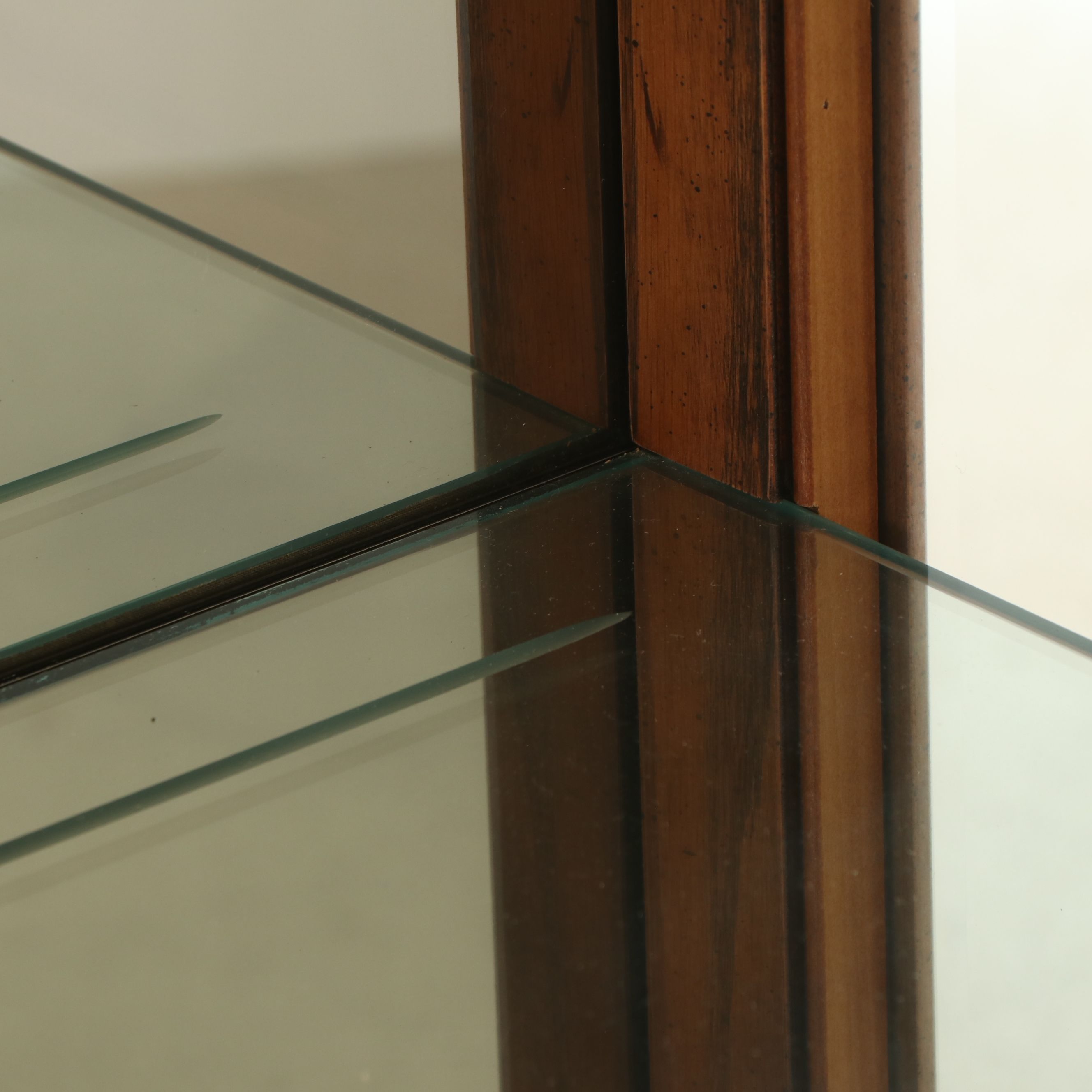 Henredon Oak Glass Front Campaign Style Display Cabinet