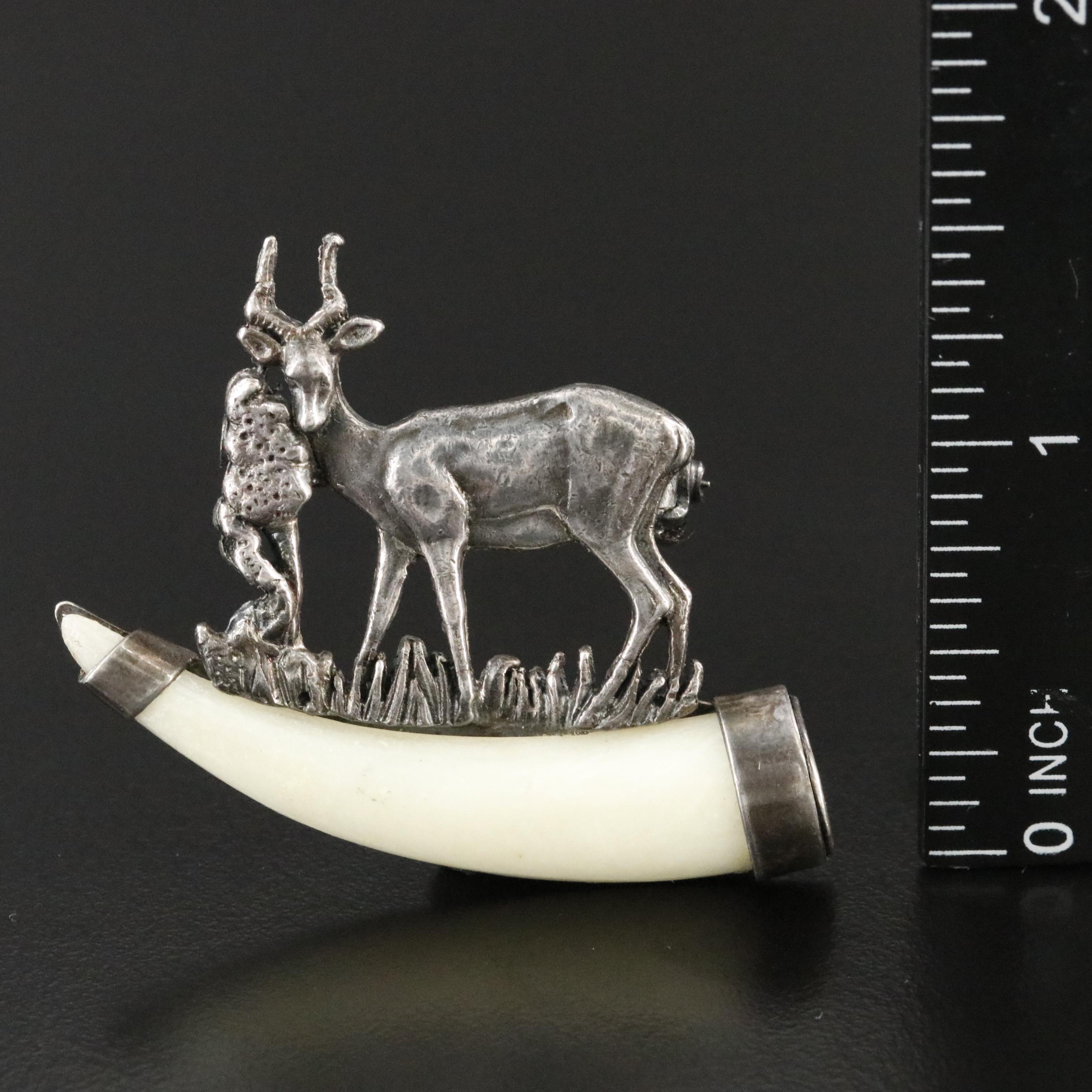800 Silver and Sterling Kudu Brooch
