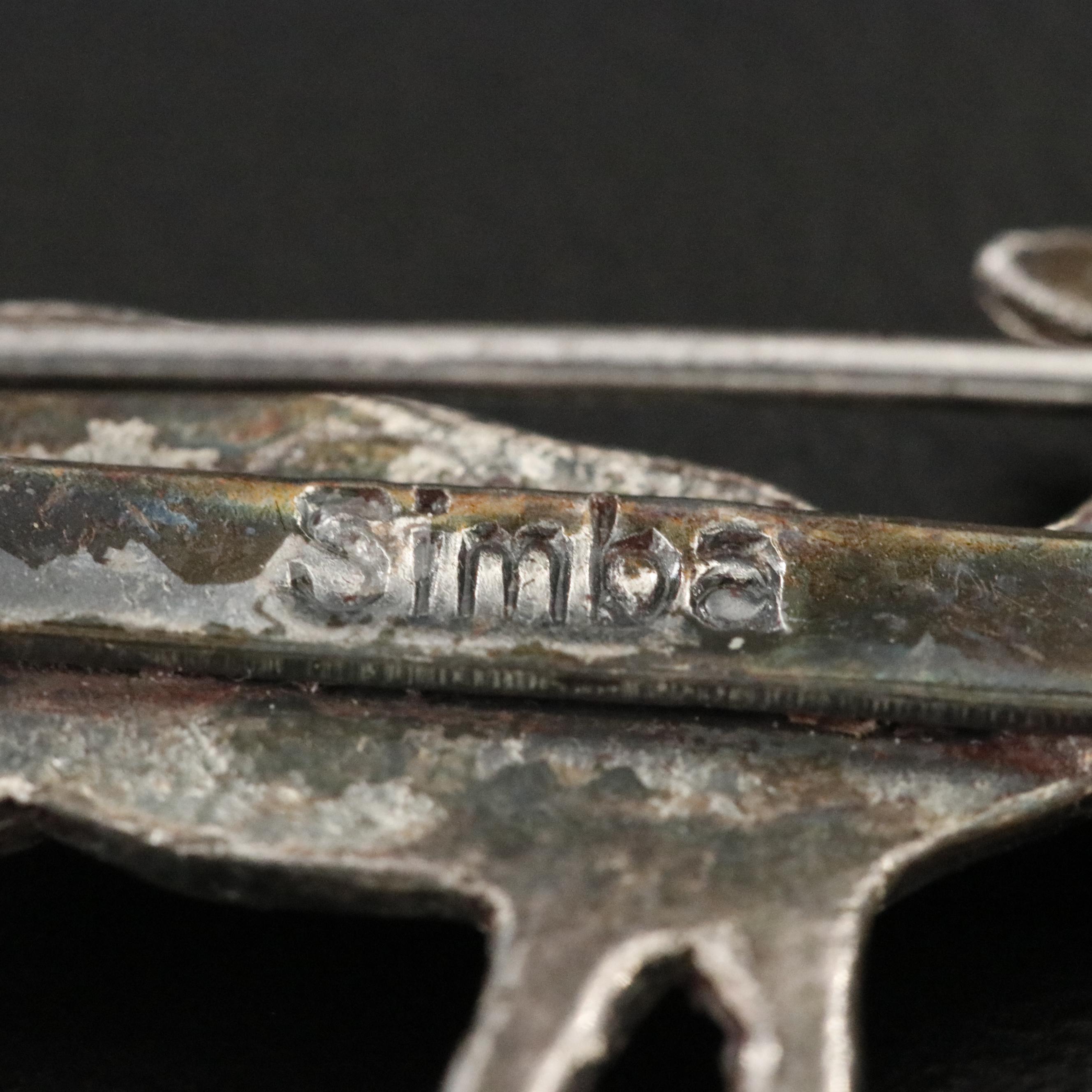 800 Silver and Sterling Kudu Brooch