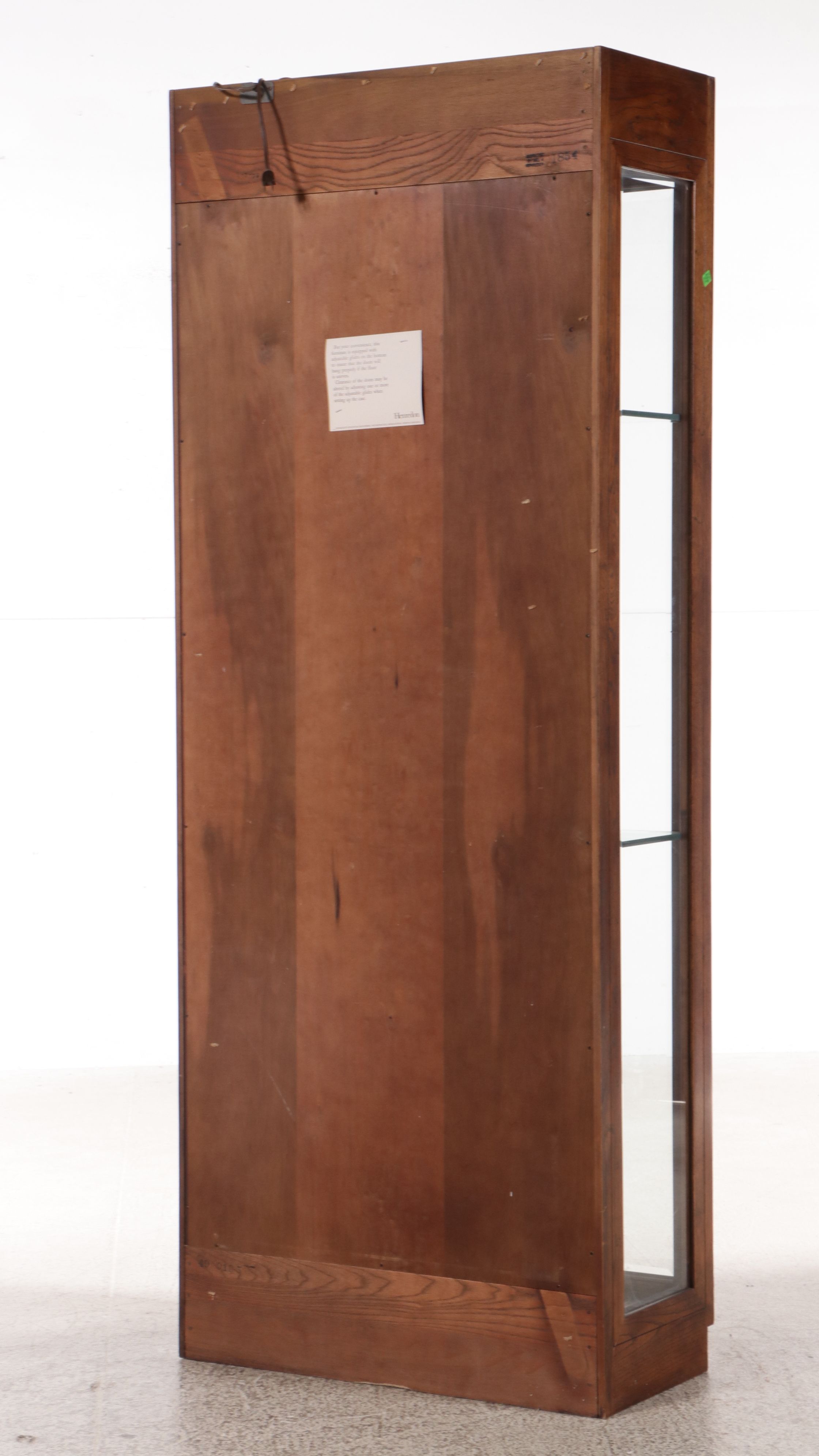 Henredon Oak Finish Mirrored Back Campaign Style Display Cabinets