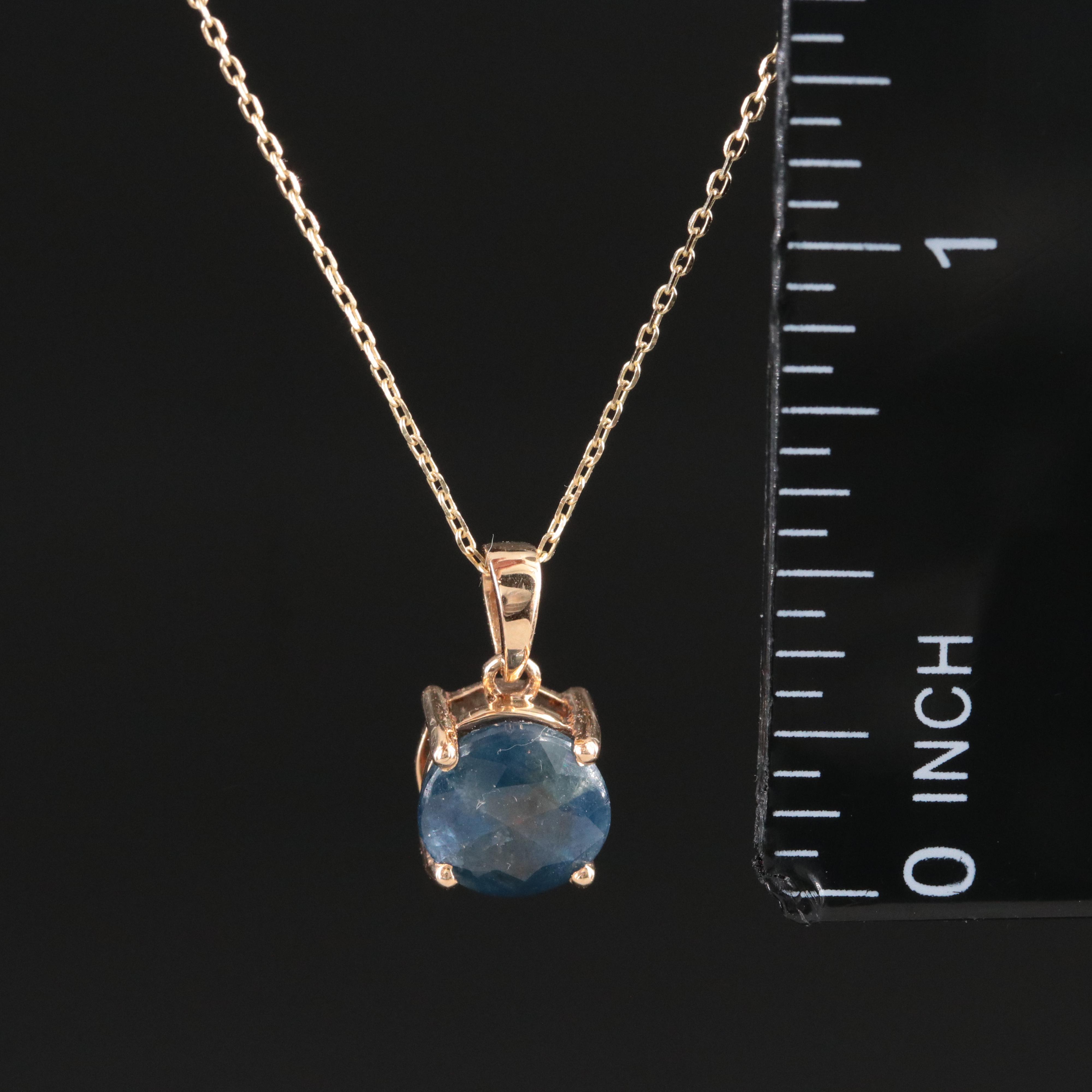 14K 1.89 CT Sapphire Solitaire Pendant Necklace