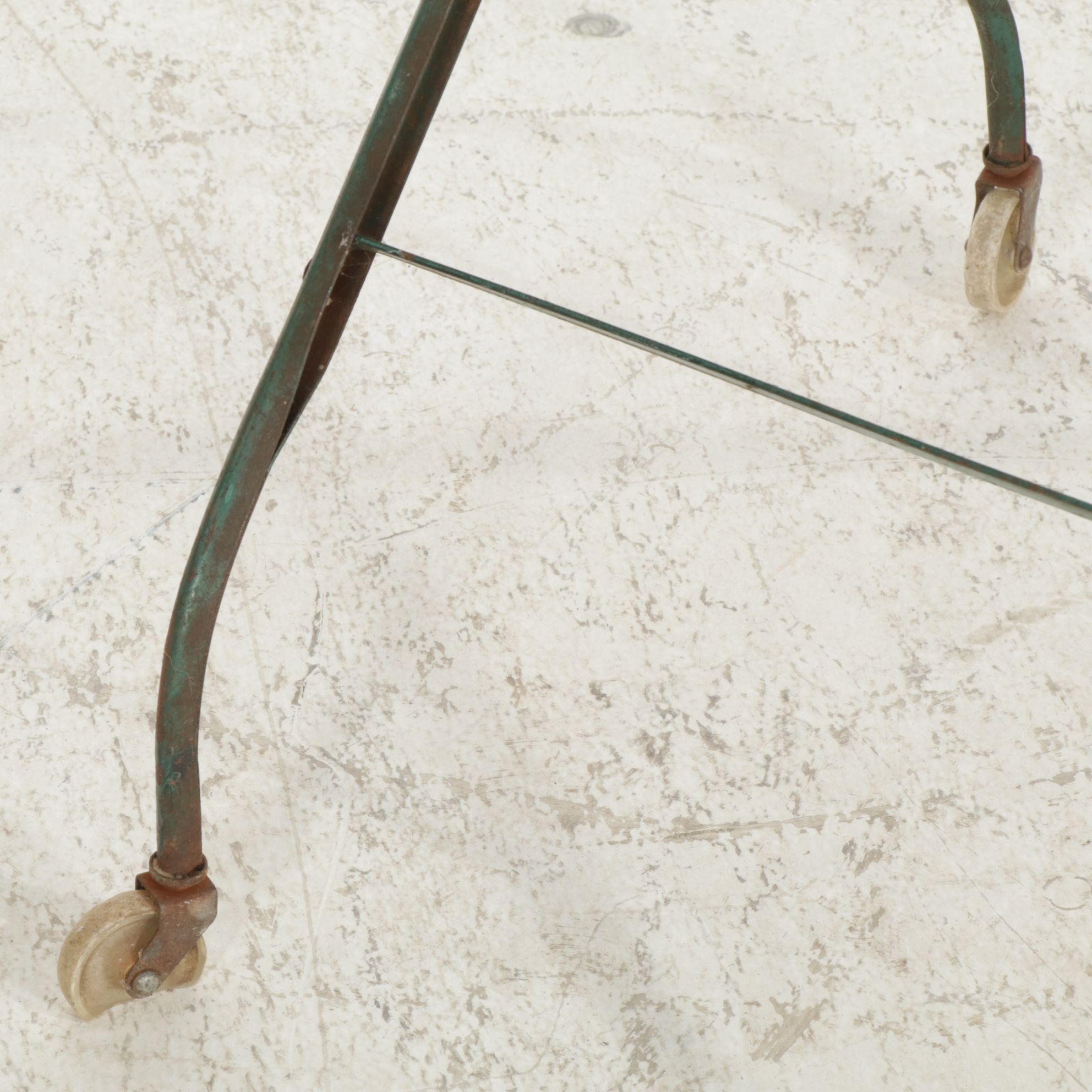 Wire Laundry Hamper with Folding Metal Rolling Rack, Mid-20th Century