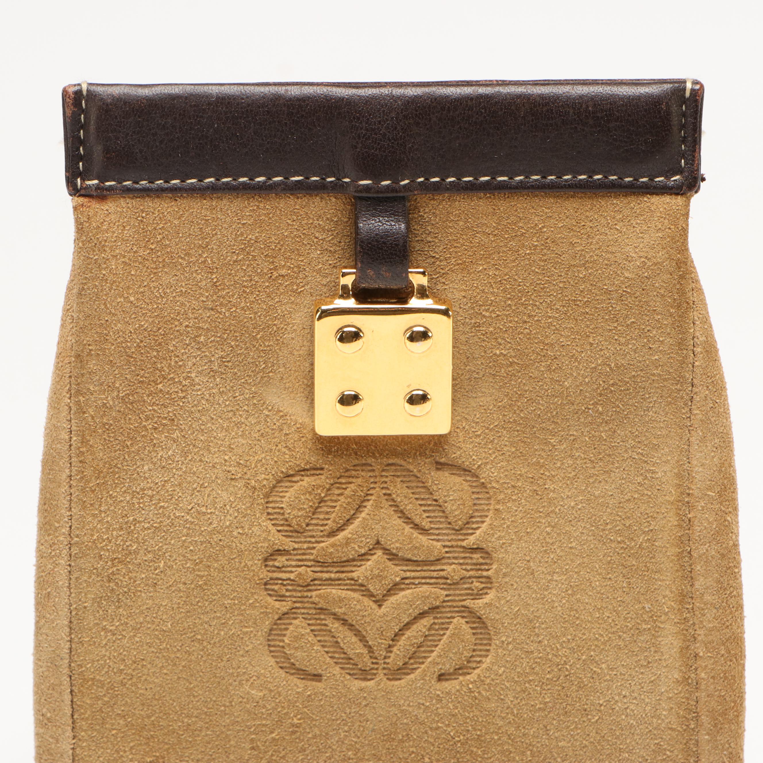 Lowe Sunglasses Case in Suede with Leather Trim