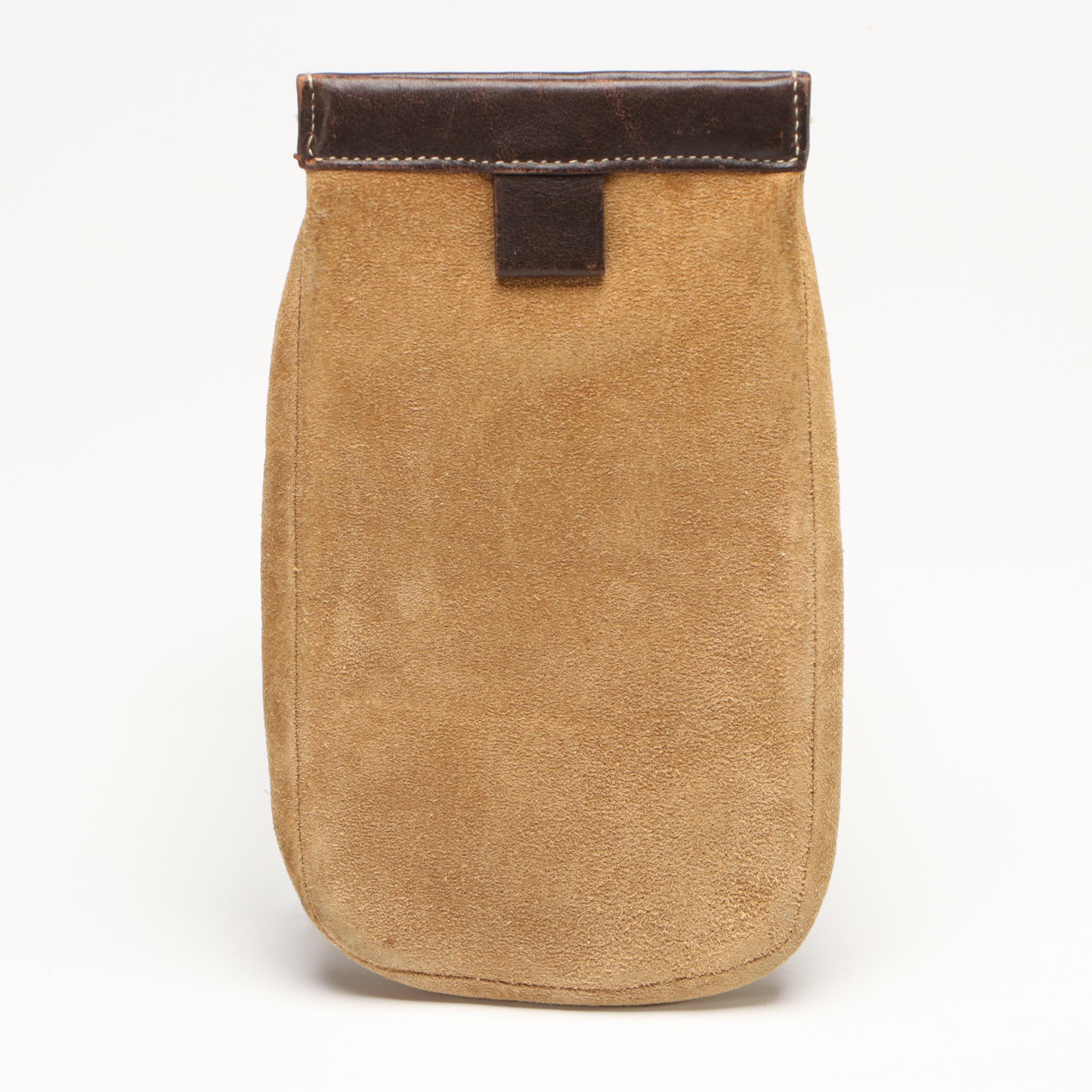 Lowe Sunglasses Case in Suede with Leather Trim