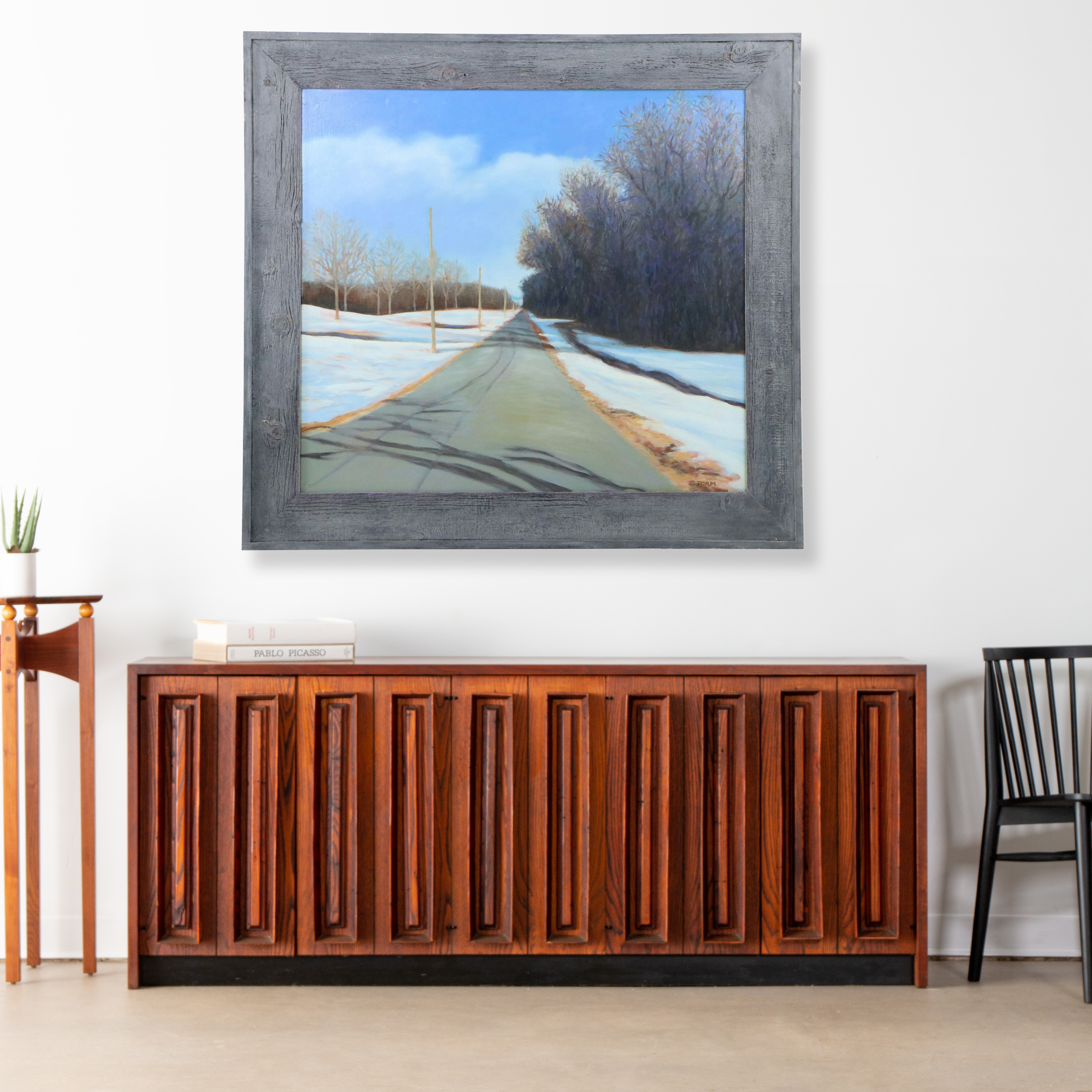 Howard Storm Winter Landscape Acrylic Painting of Road, Late 20th Century