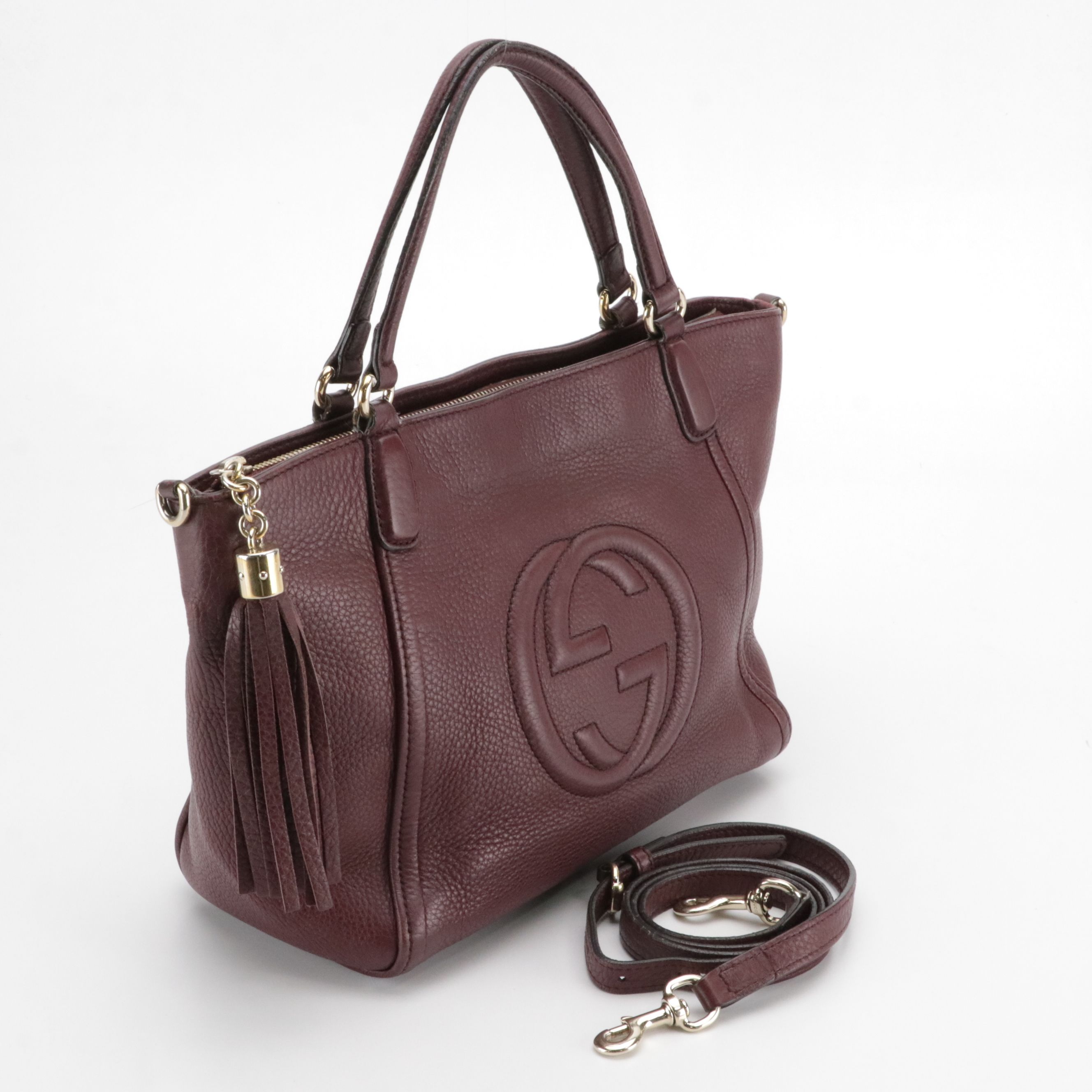 Gucci Interlocking GG Soho Tassel Two-Way Bag in Pebbled Leather