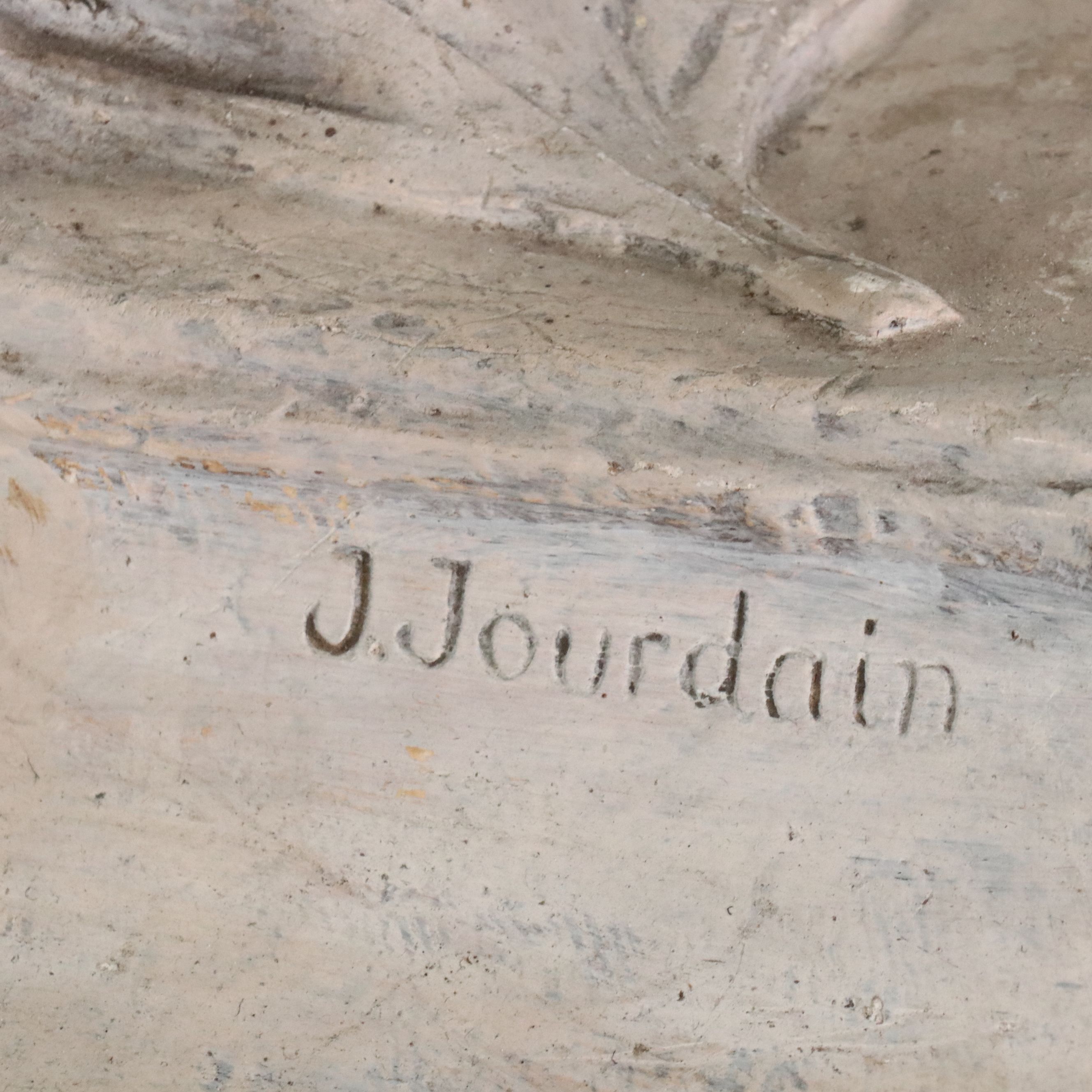 Jules Jourdain Painted Plaster Sculpture of Seated Woman, 19th Century