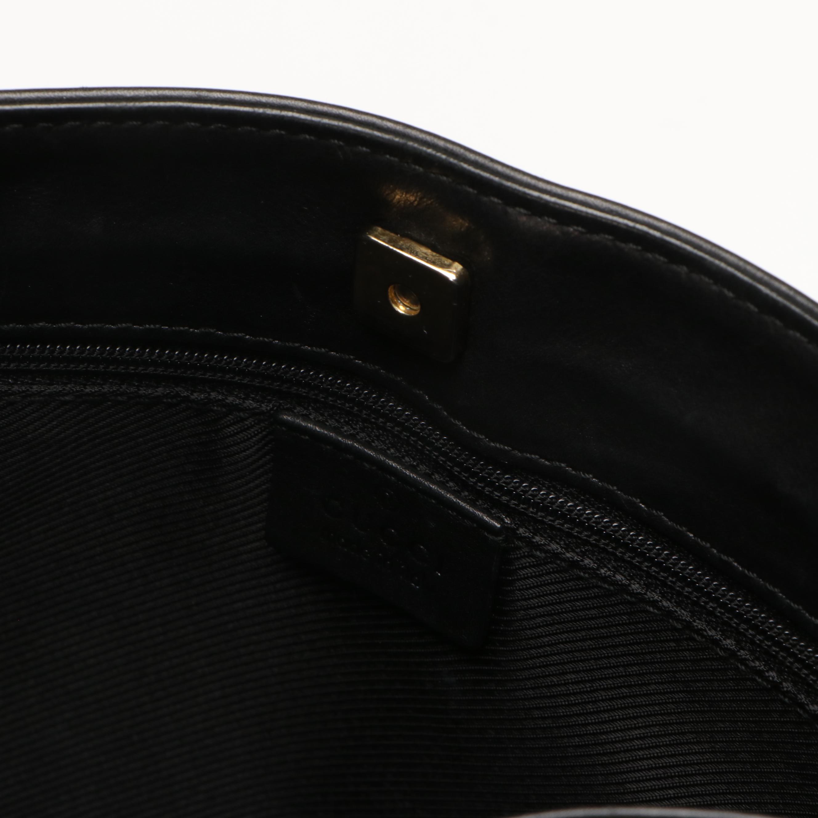 Gucci Black GG Canvas and Leather Shoulder Bag