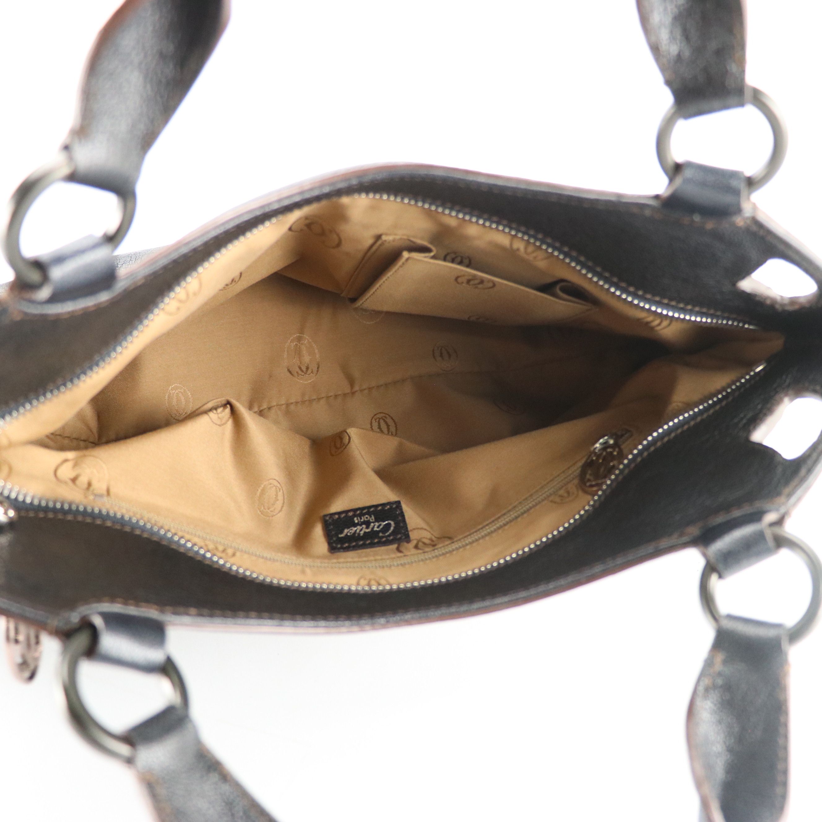 Cartier Marcello de Cartier Handbag in Black Grained Calfskin Leather