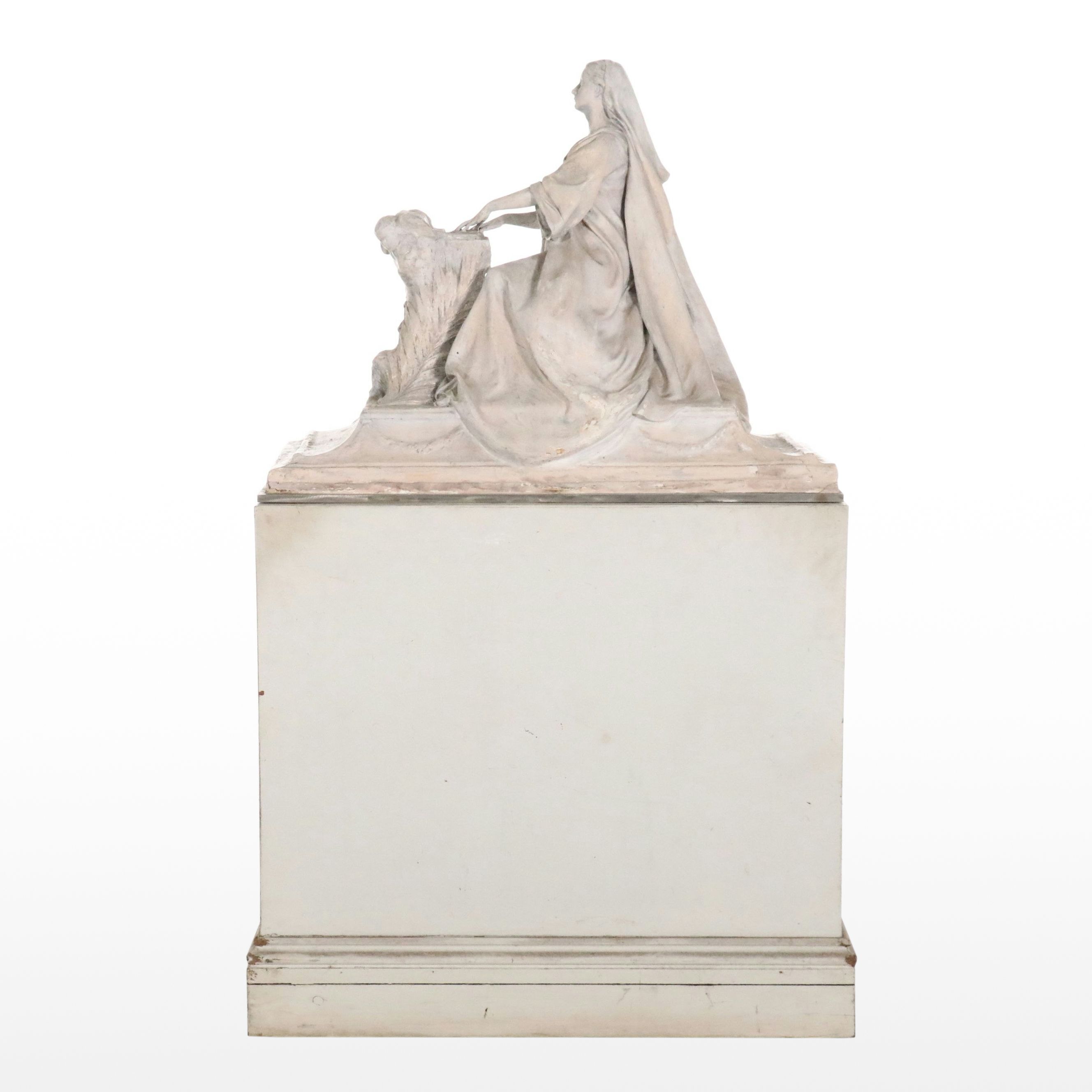 Jules Jourdain Painted Plaster Sculpture of Seated Woman, 19th Century