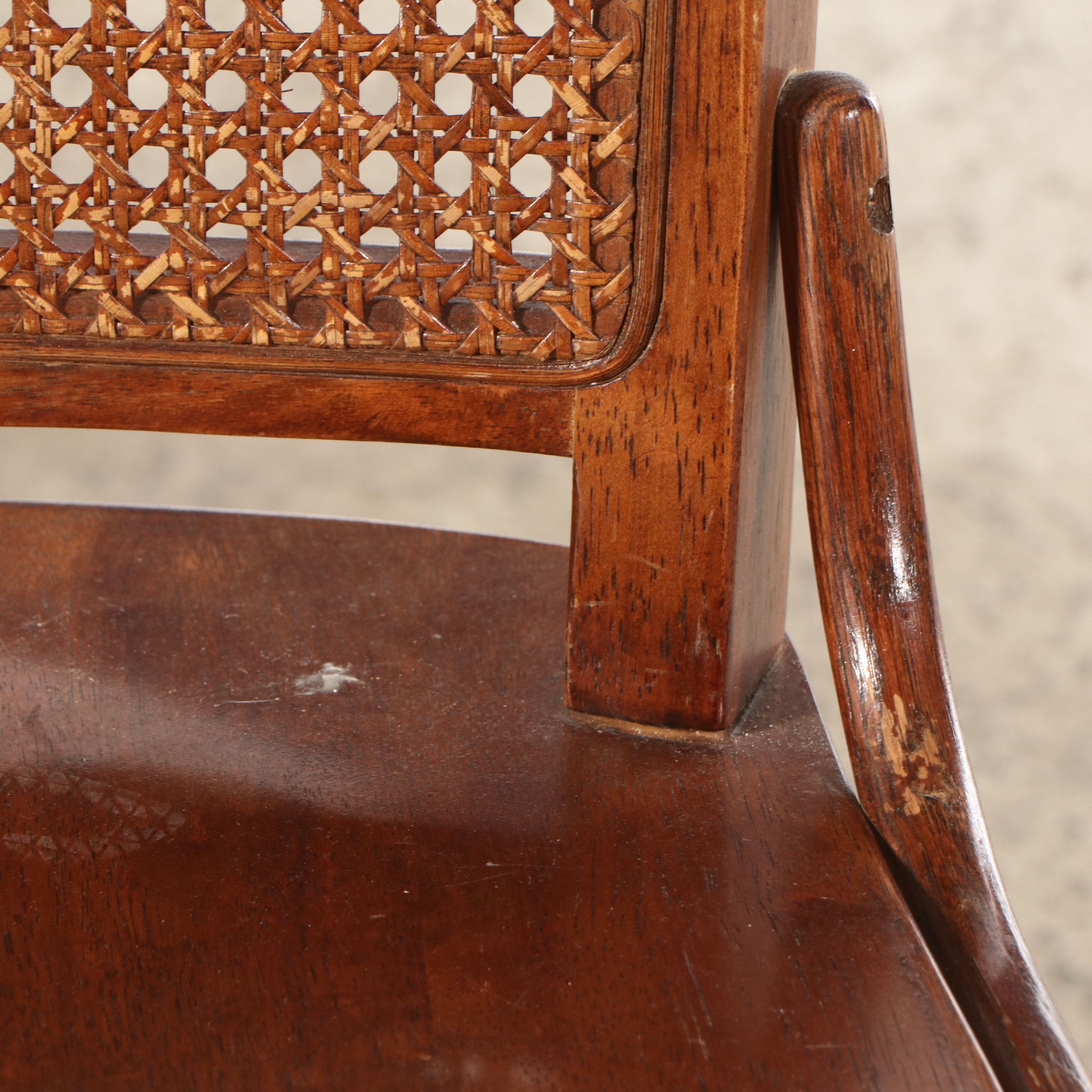 Edwardian Style Cane Back Rolling and Swivel Desk Chair