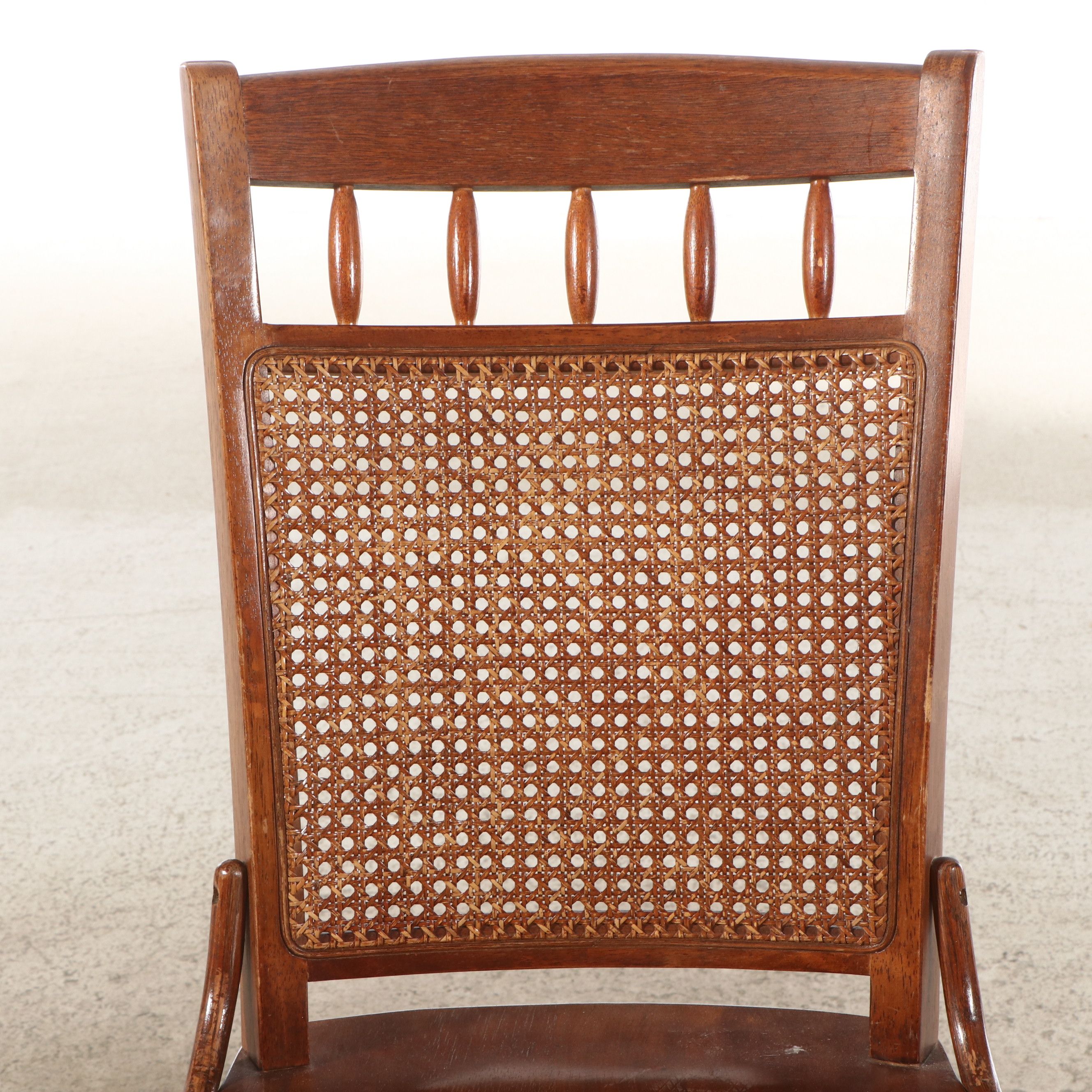 Edwardian Style Cane Back Rolling and Swivel Desk Chair