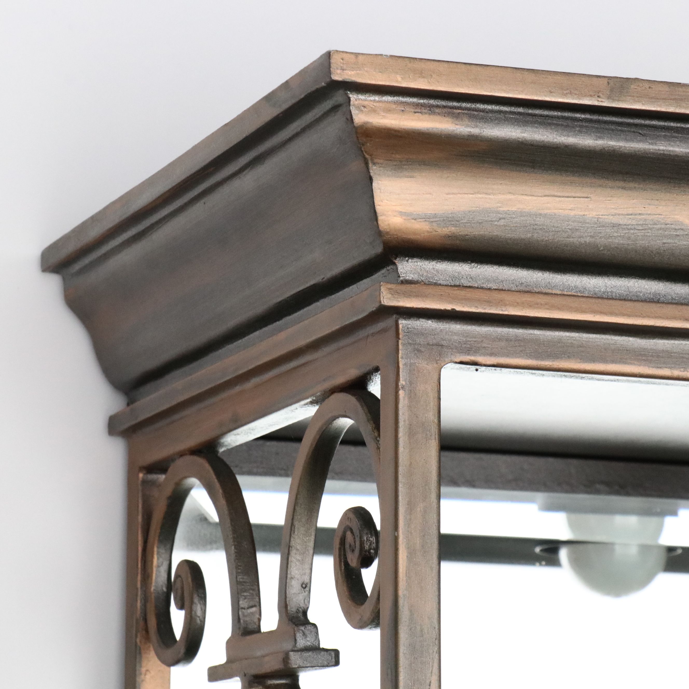 Artistica Patinated Wrought Metal and Glass Illuminated Étagère