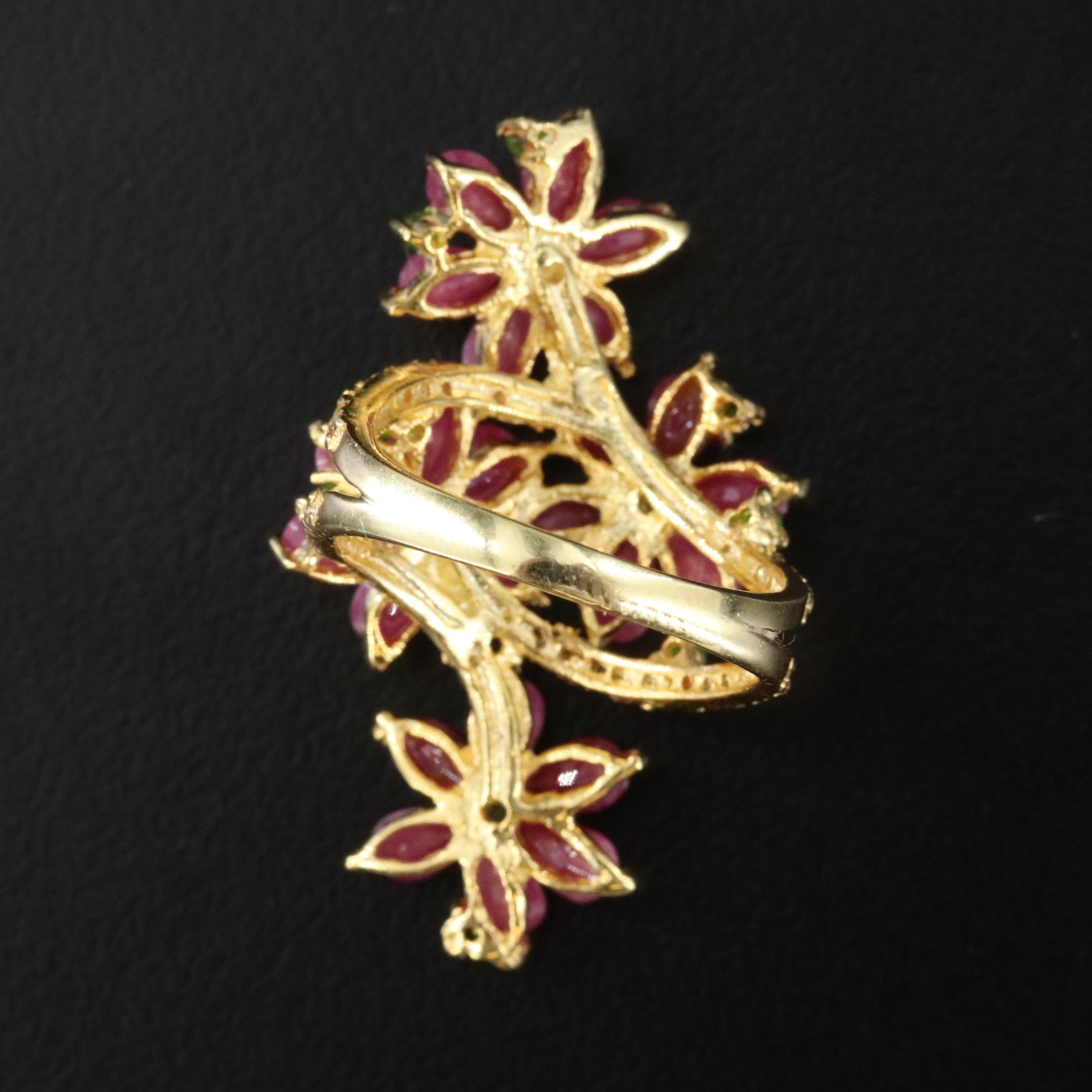 Sterling Gemstone Floral Ring