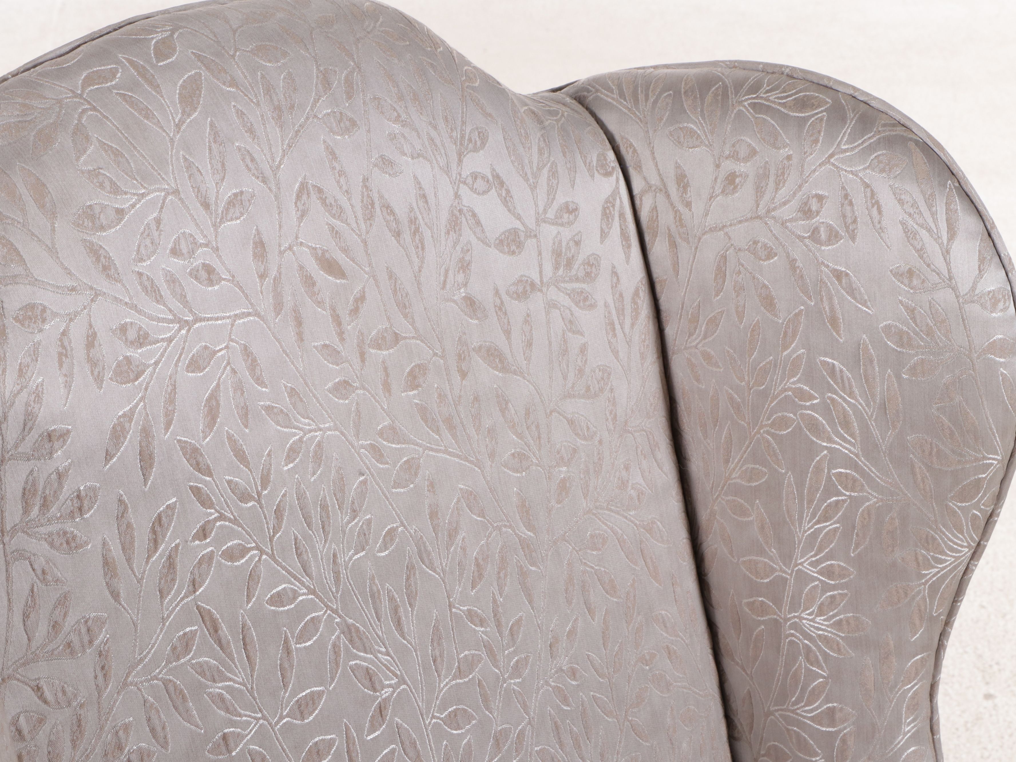 Queen Anne Style Embroidered Upholstered Wingback Chair