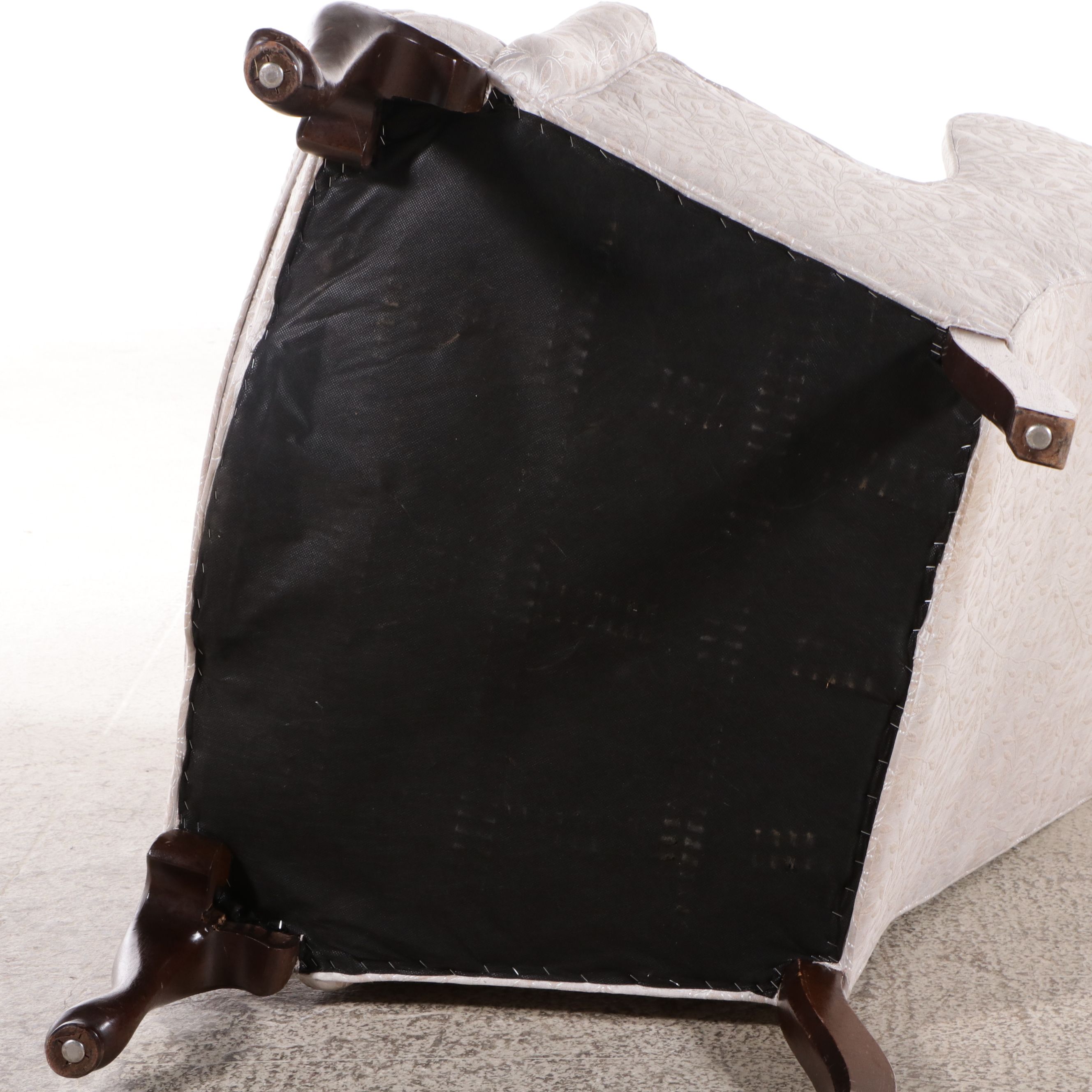 Queen Anne Style Embroidered Upholstered Wingback Chair