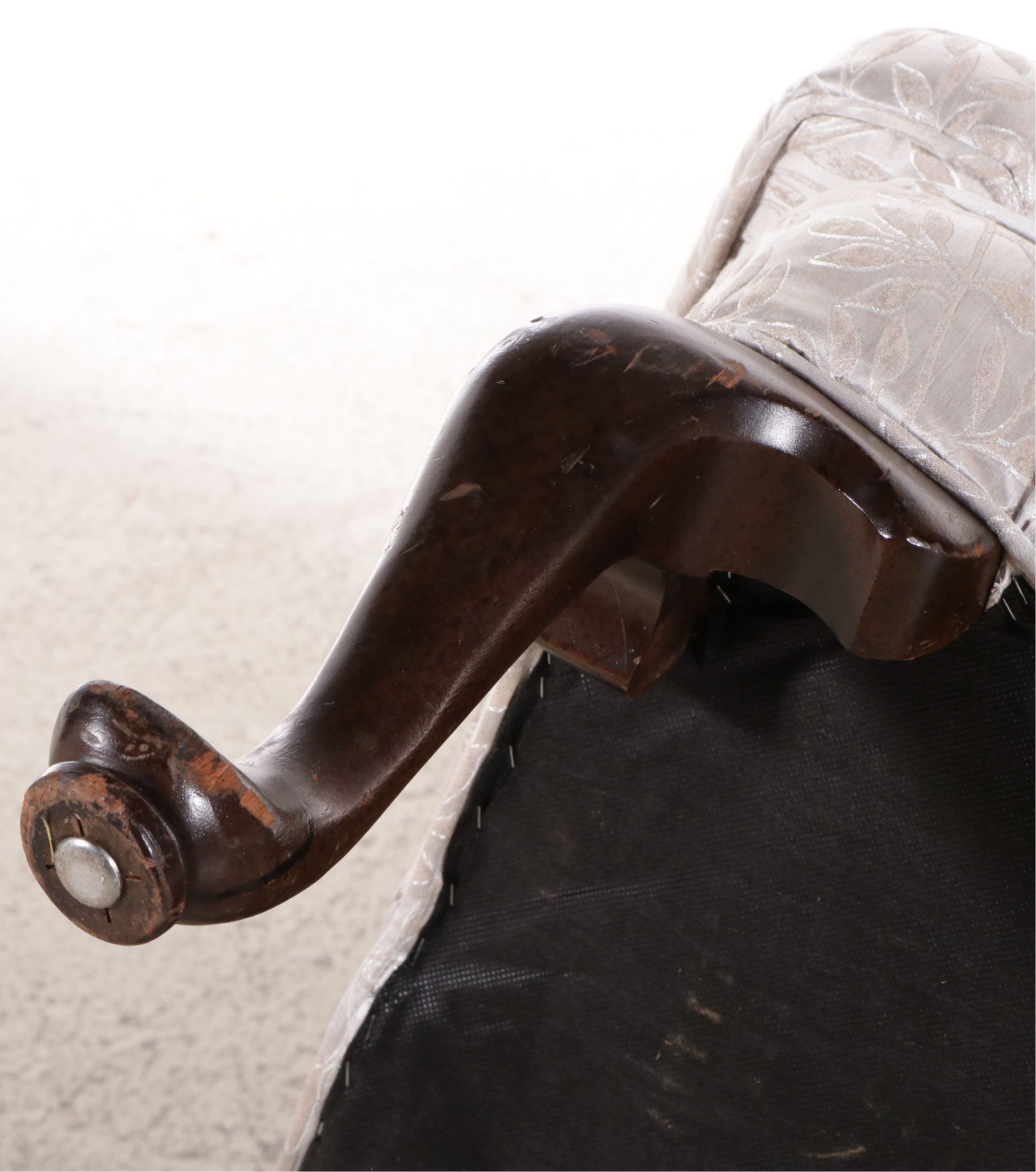 Queen Anne Style Embroidered Upholstered Wingback Chair