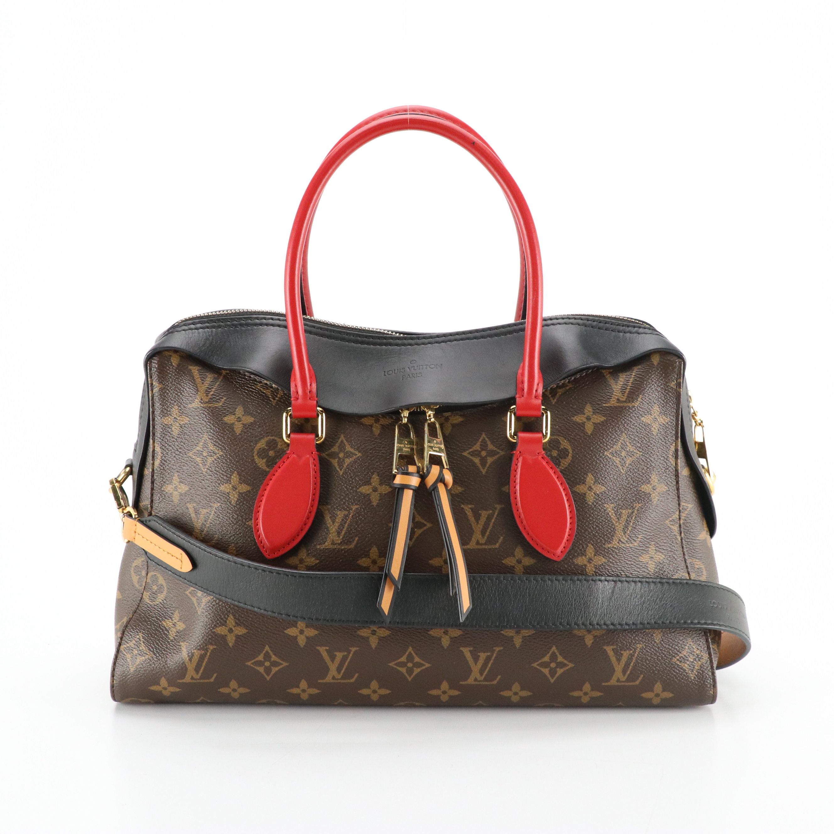 Louis Vuitton Tuileries NM Two-Way Bag in Monogram Canvas, Red & Black Leather