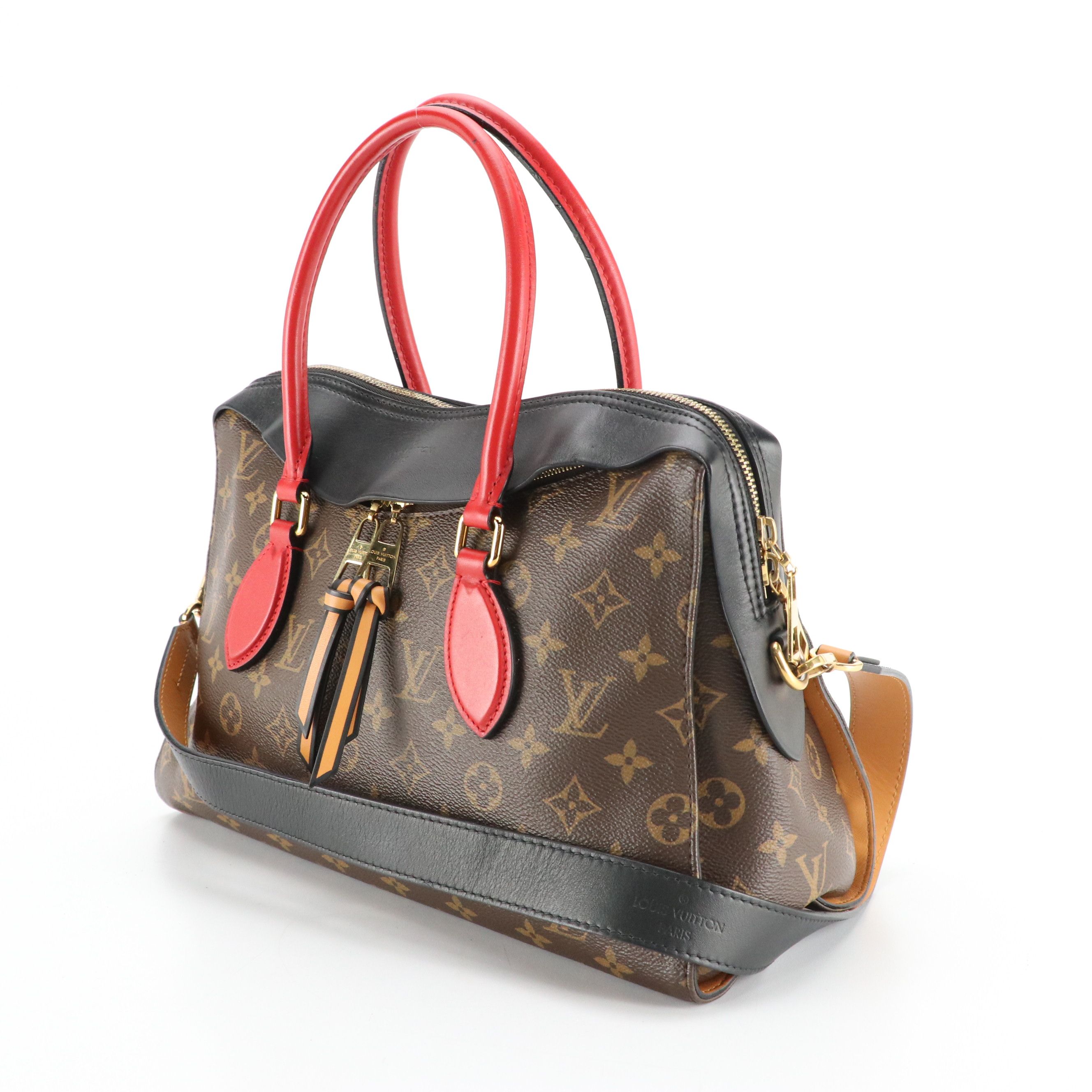 Louis Vuitton Tuileries NM Two-Way Bag in Monogram Canvas, Red & Black Leather