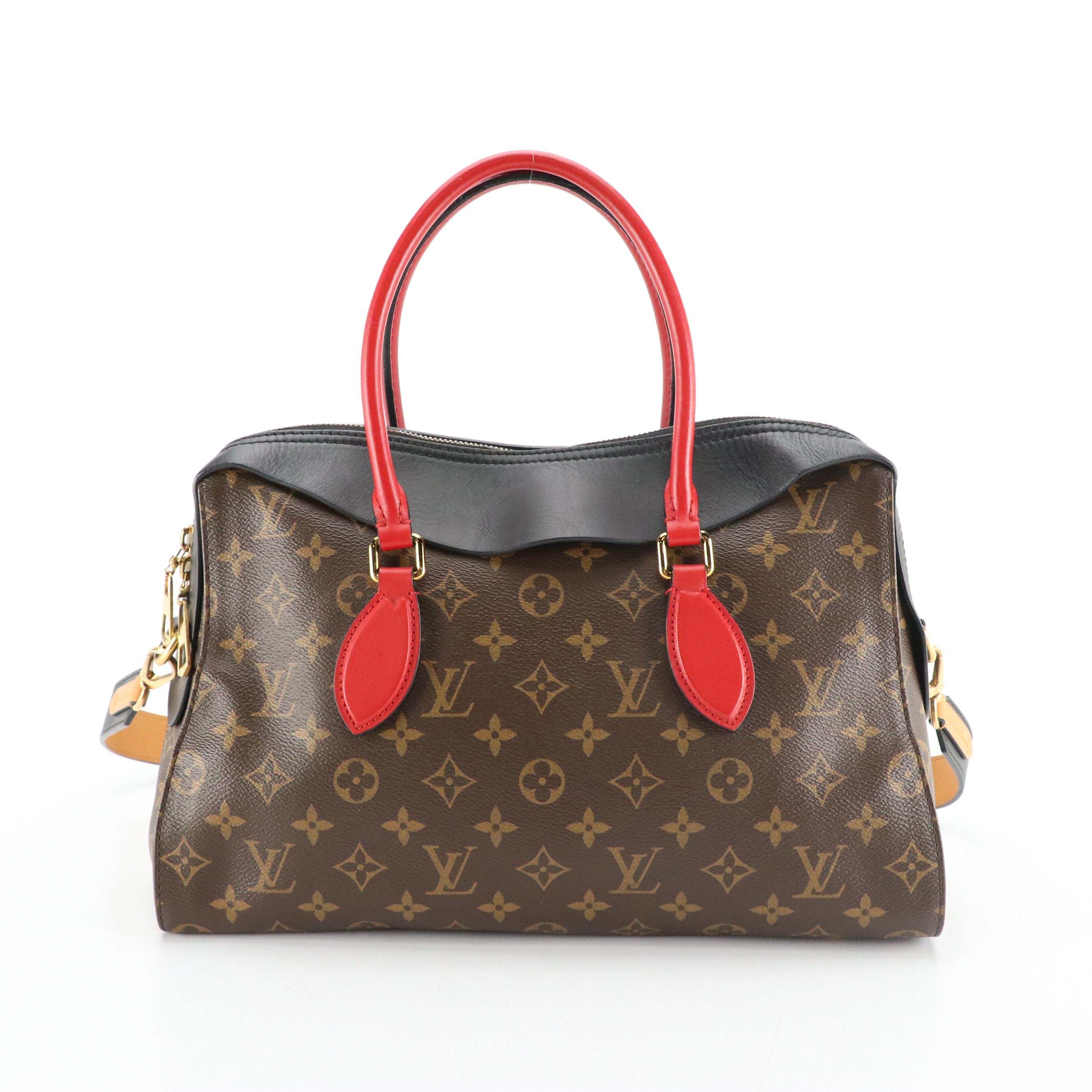 Louis Vuitton Tuileries NM Two-Way Bag in Monogram Canvas, Red & Black Leather