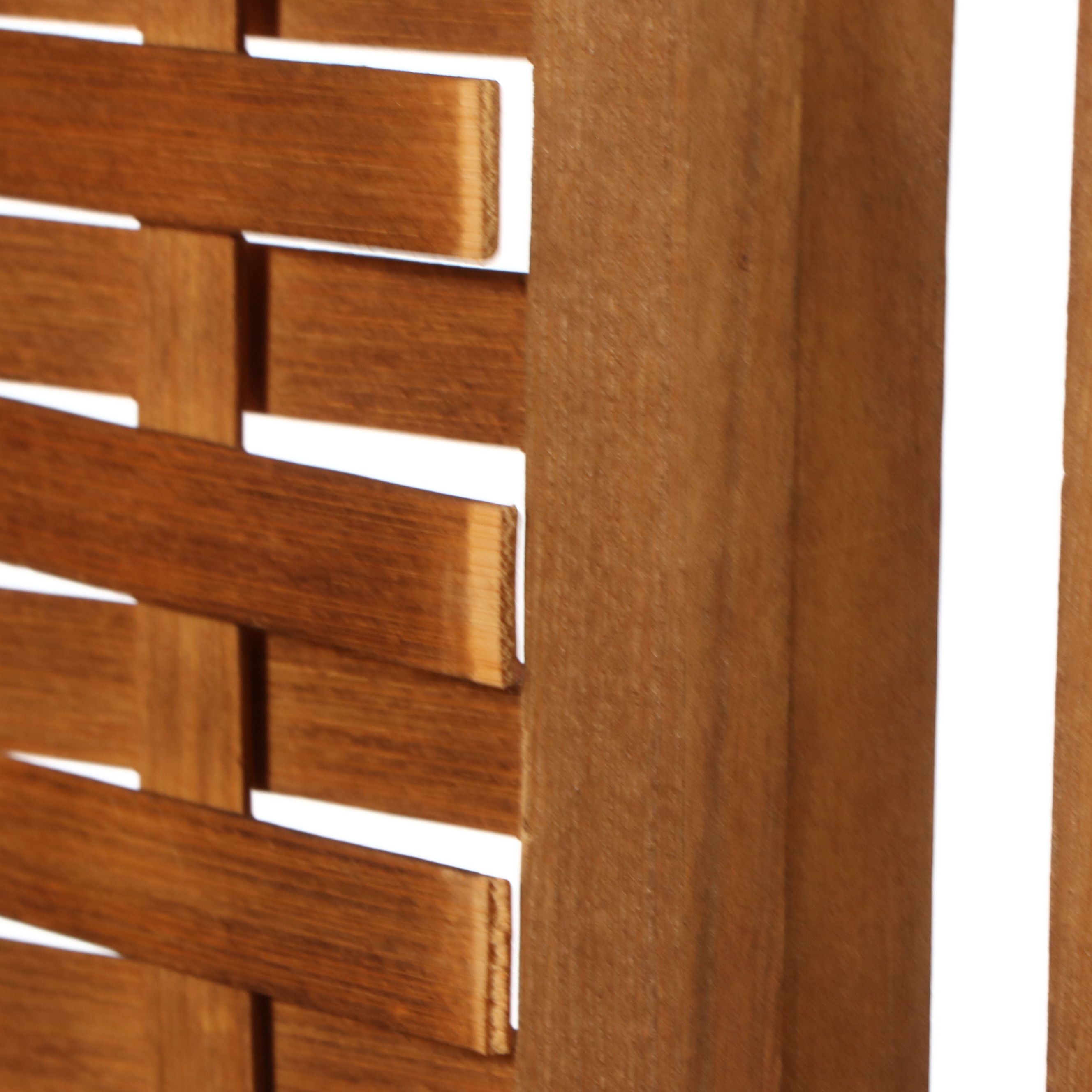 Four-Panel Bamboo Lattice Weave Room Divider