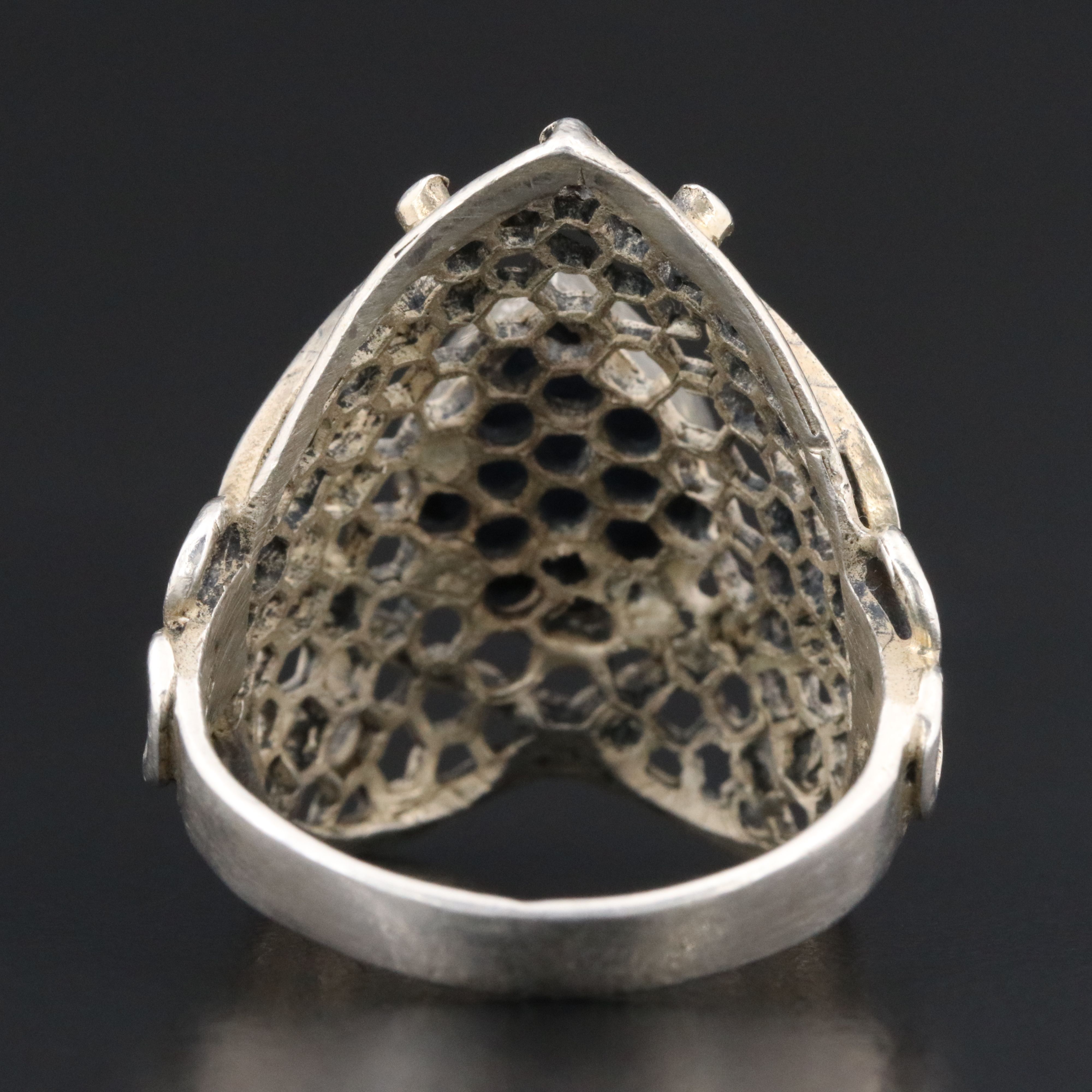 Sterling Lapis Lazuli Filigree Heart Ring