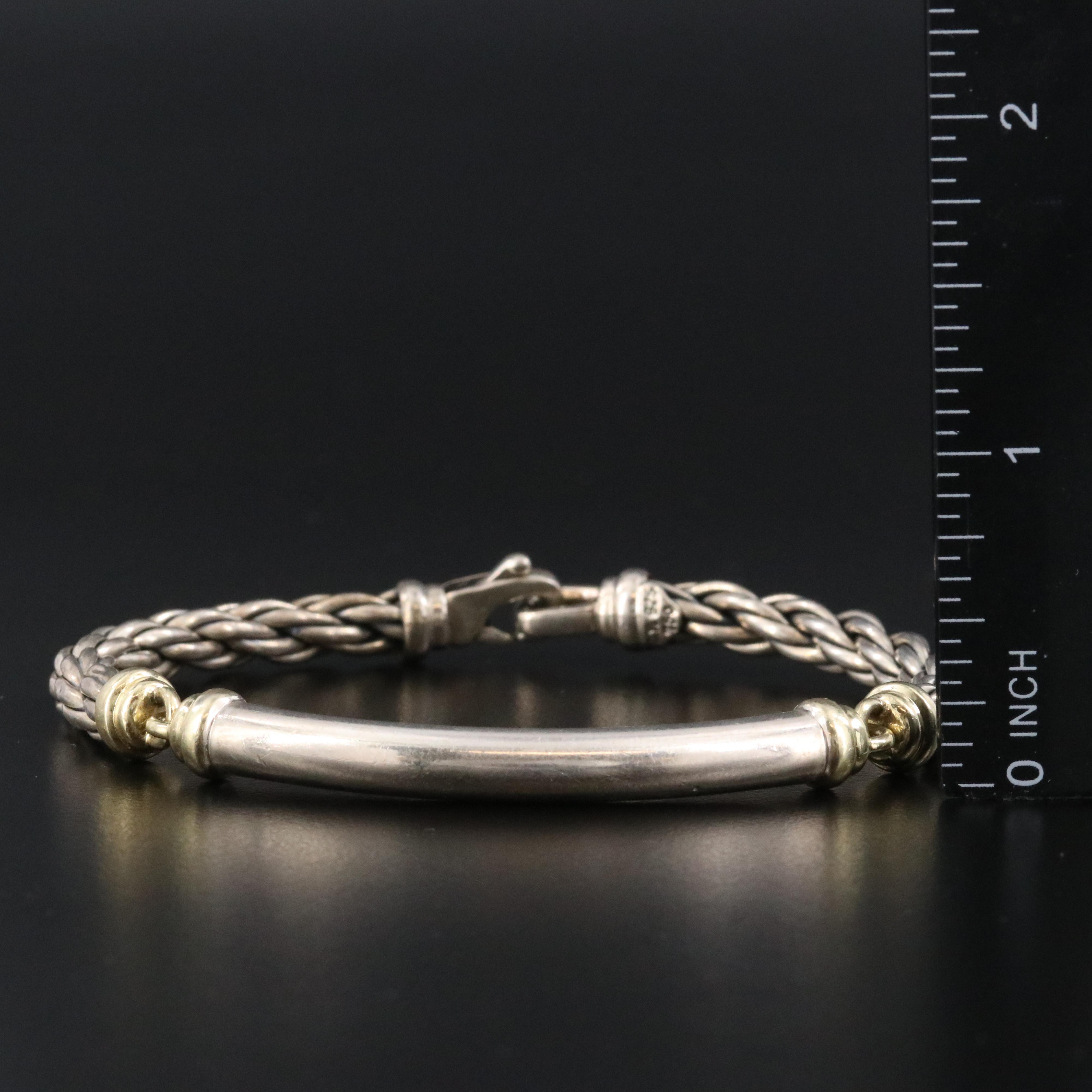 David Yurman Sterling Twisted Rope Bar Bracelet with 18K Accents