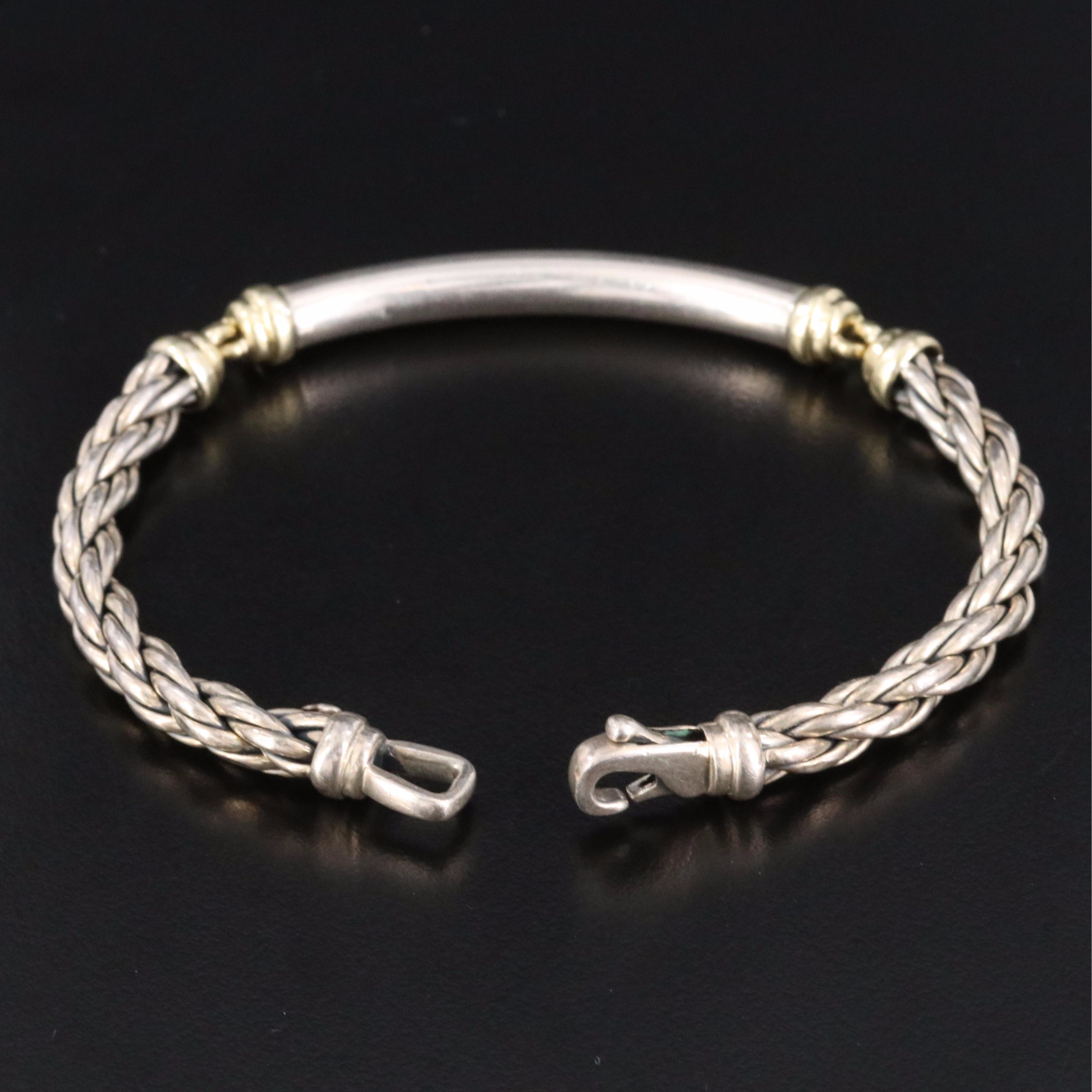 David Yurman Sterling Twisted Rope Bar Bracelet with 18K Accents