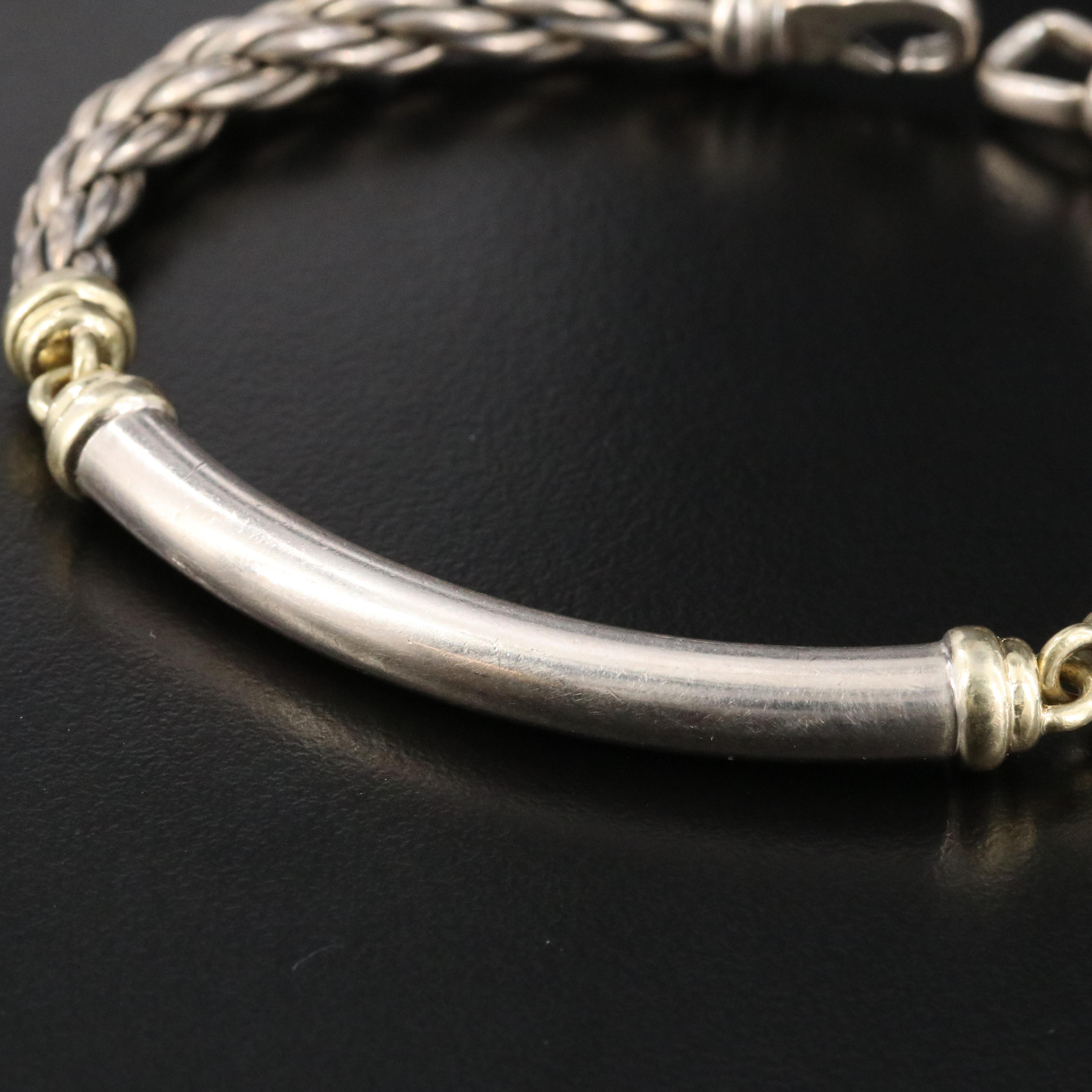 David Yurman Sterling Twisted Rope Bar Bracelet with 18K Accents
